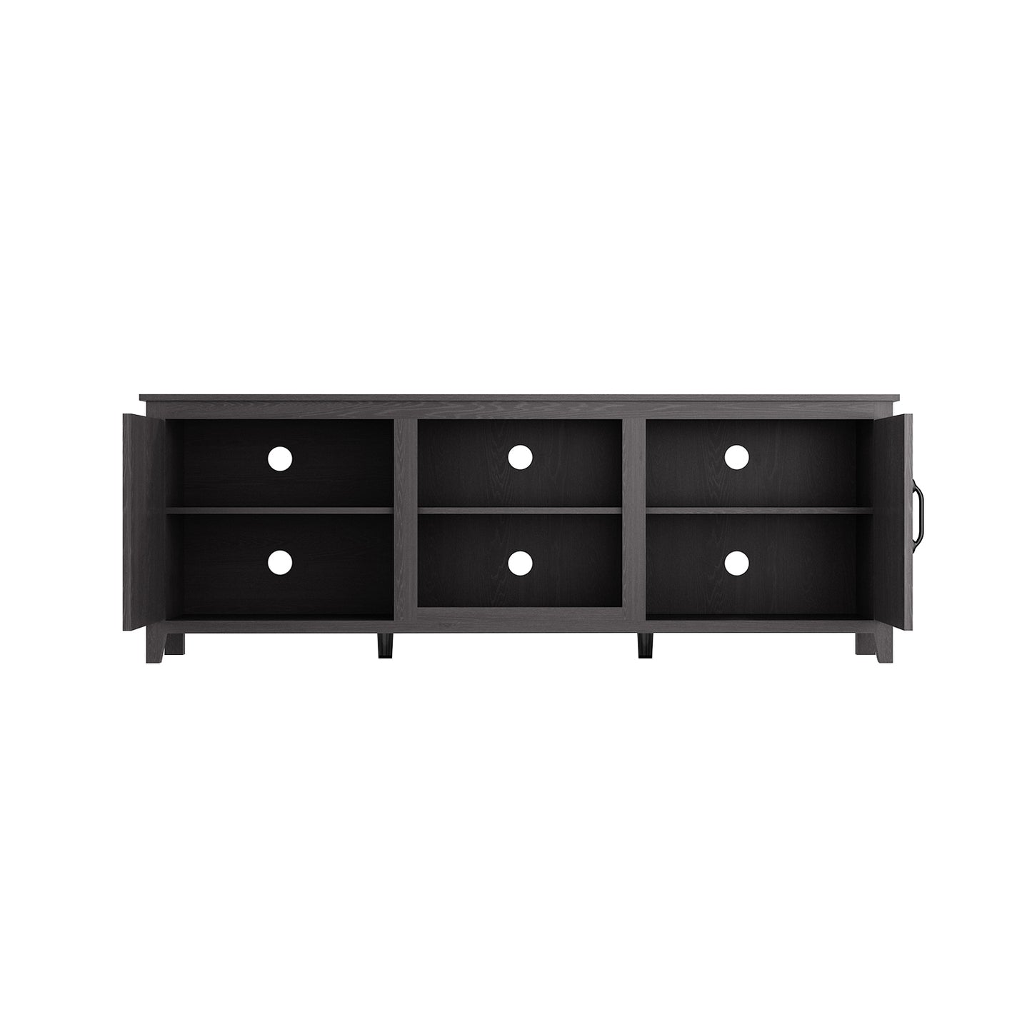 Traditional Black TV Stand with Spacious Storage and Durable Design