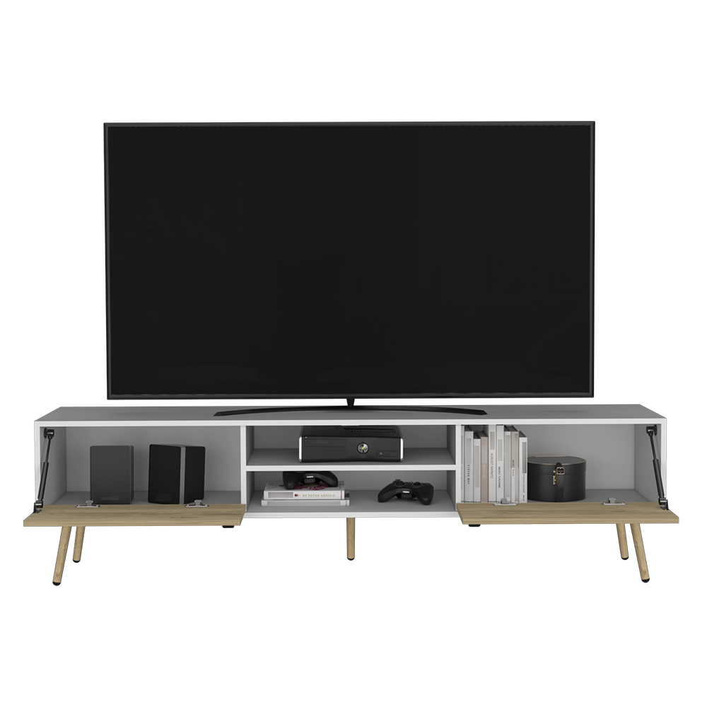 Chic White and Macadamia TV Console for Living Room