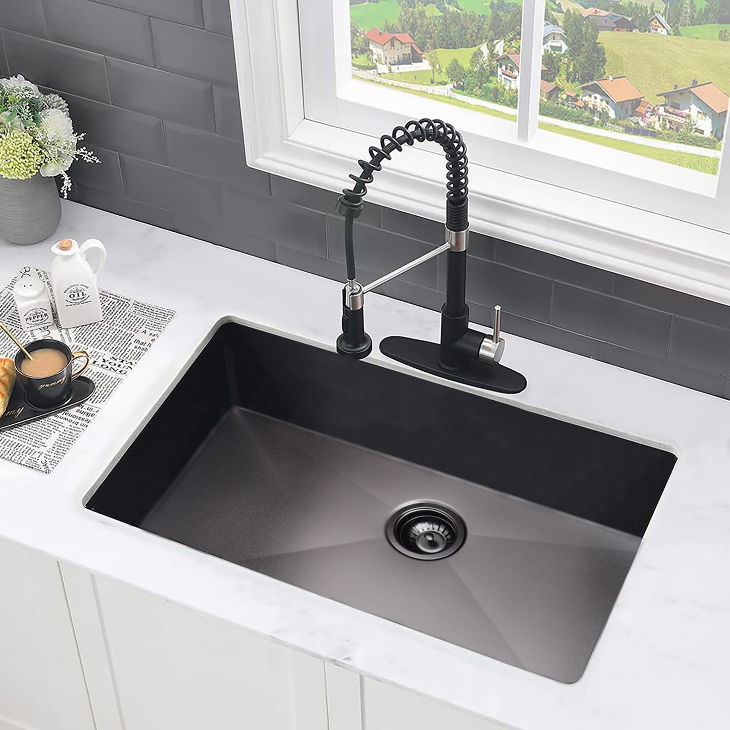 32 Inch Stainless Steel Undermount Kitchen Sink With Grid