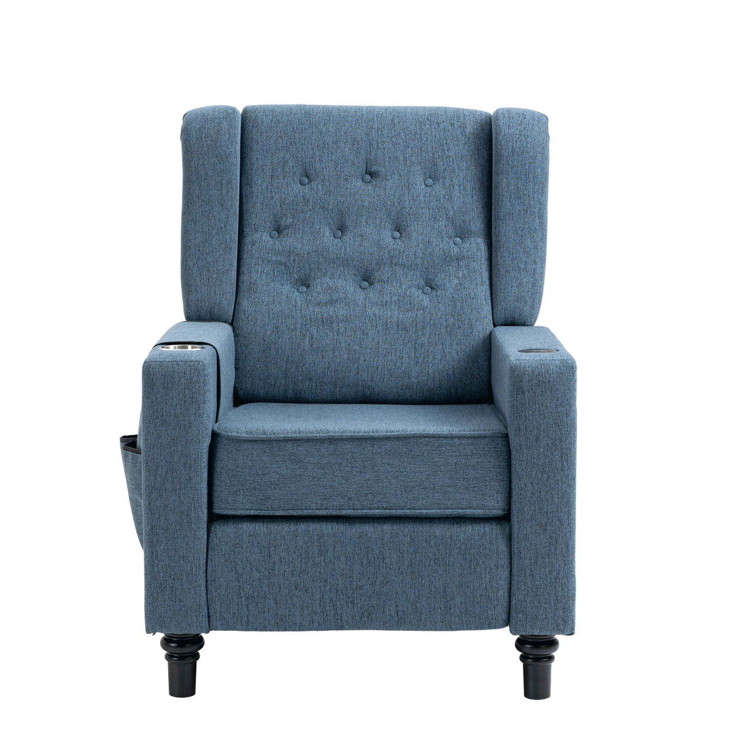 Navy Blue Wingback Recliner Chair with Massage and Heating Functions