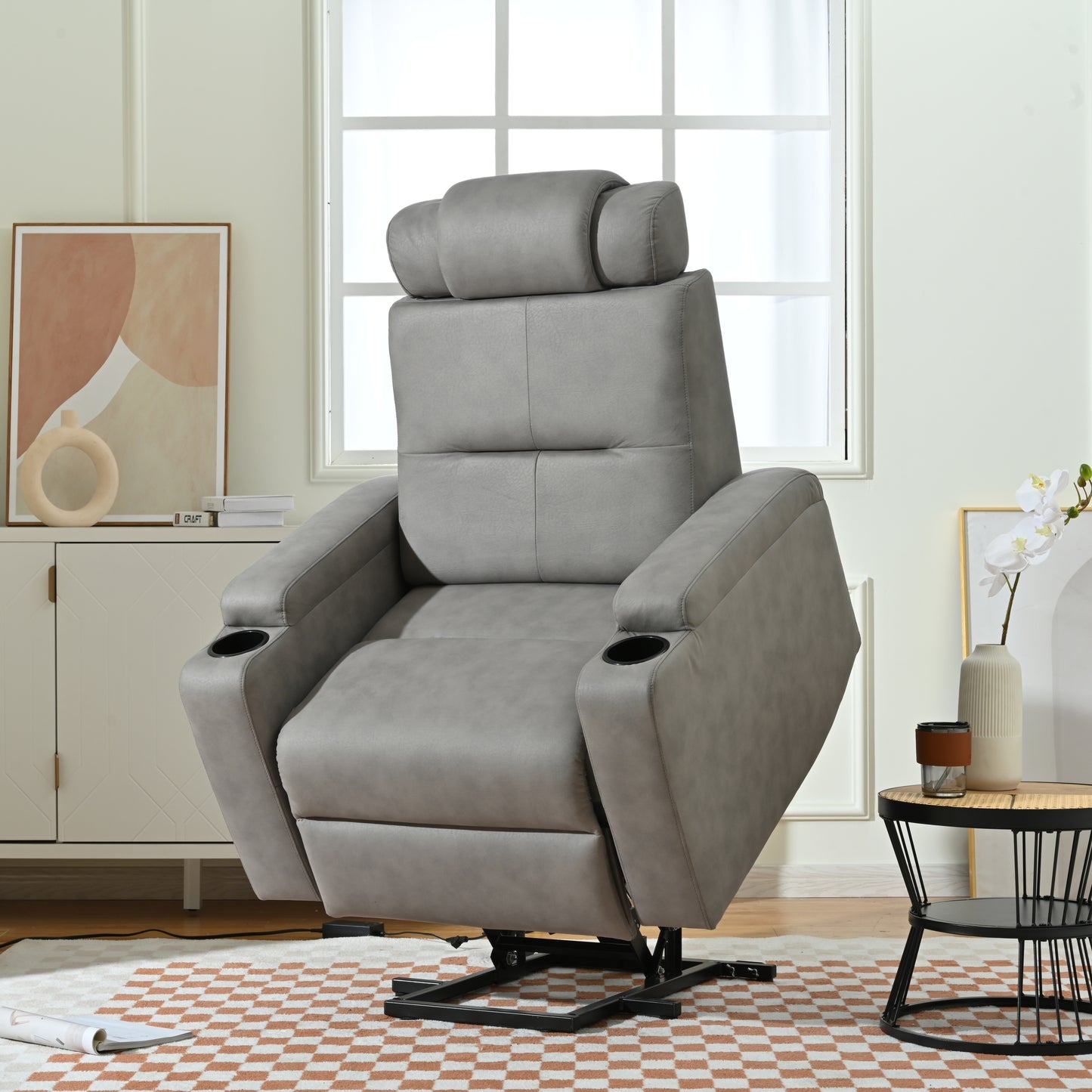 Comfortable Power Lift Recliner Chair for the Elderly with USB Charge Port (Light Gray)