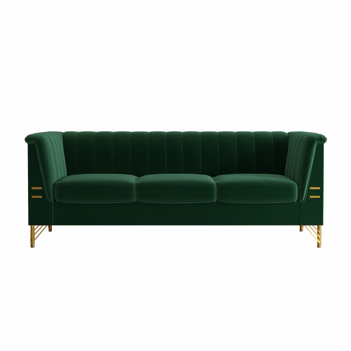 FX-P82-GR(sofa)-82.67'' W Velvet Sofa, Mid-Century Sofa Furniture Chesterfield Couch for Living Room (Sofa, Green)