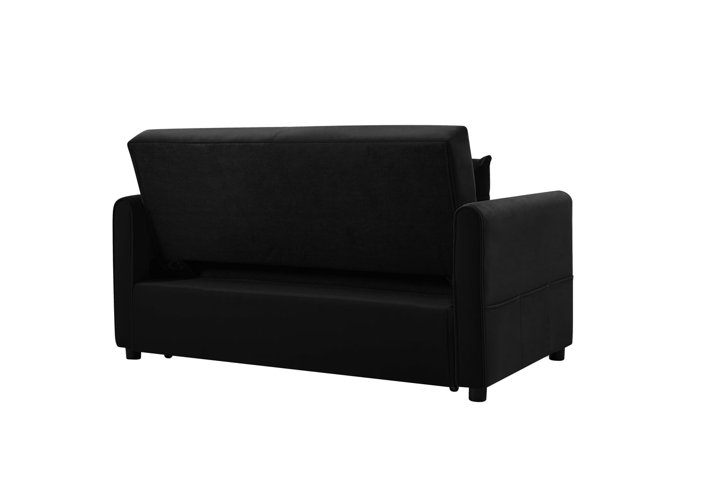 Convertible Black Love Seat Sofa with Adjustable Backrest and Comfortable Fabric Fill