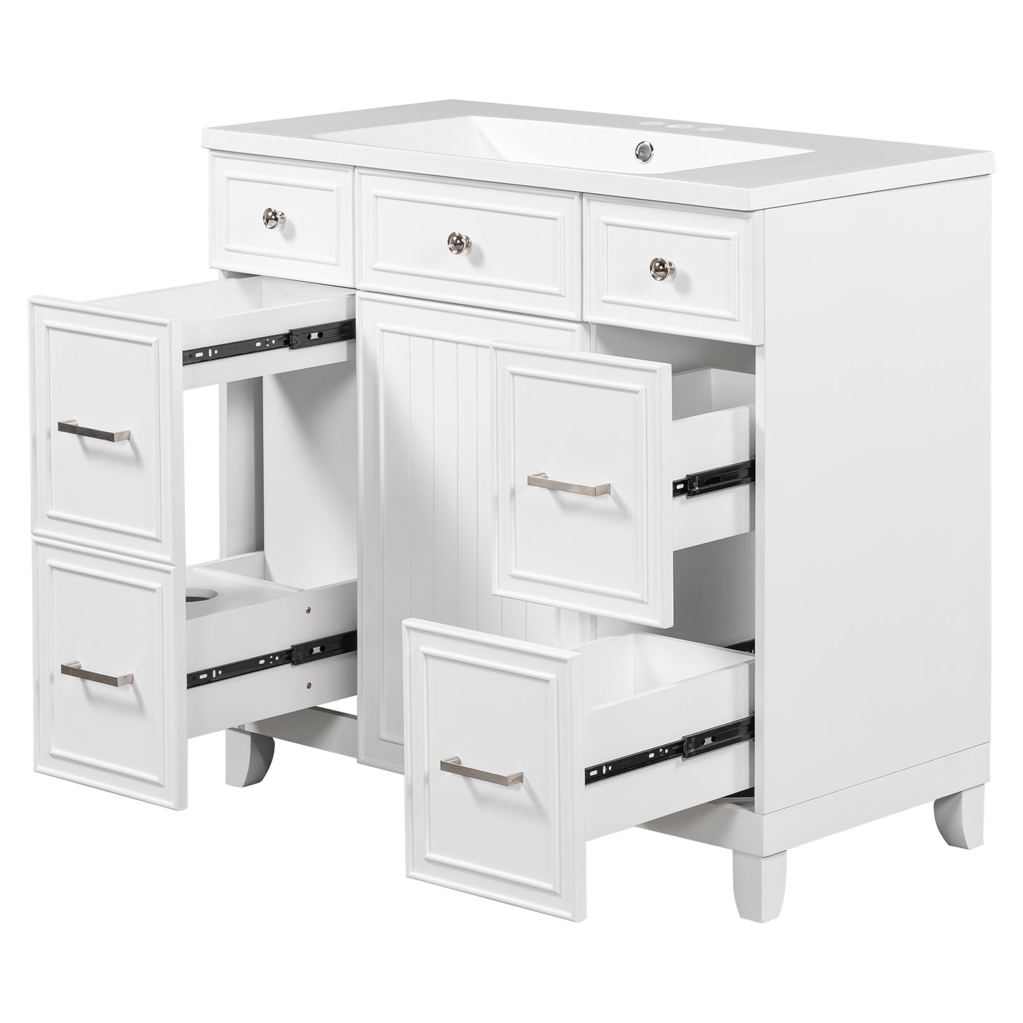 36" Bathroom Vanity Cabinet with Sink Top Combo Set,White,Single Sink,Shaker Cabinet with Soft Closing Door and Drawer