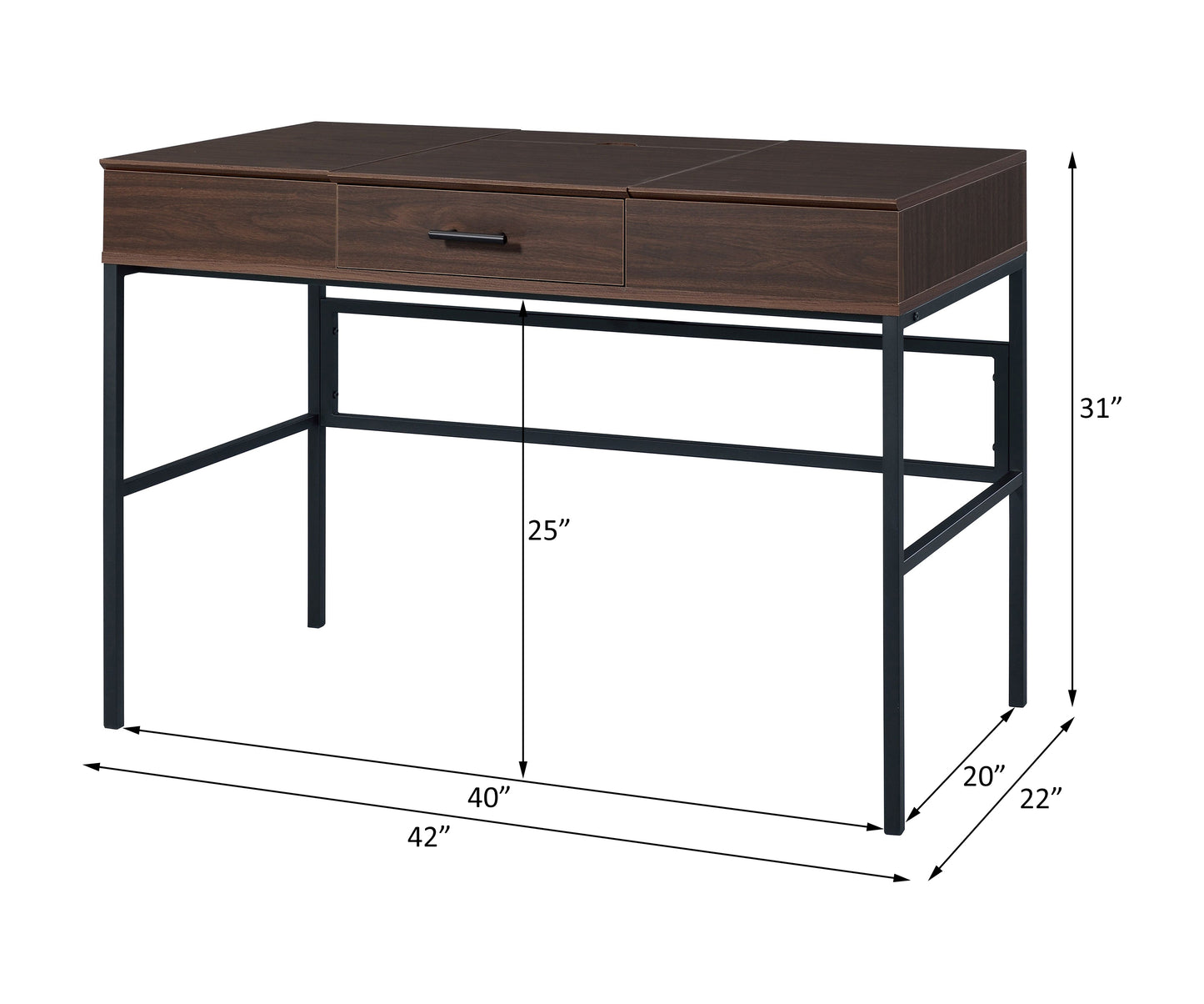 Writing Desk with USB Port in Oak and Black Finish