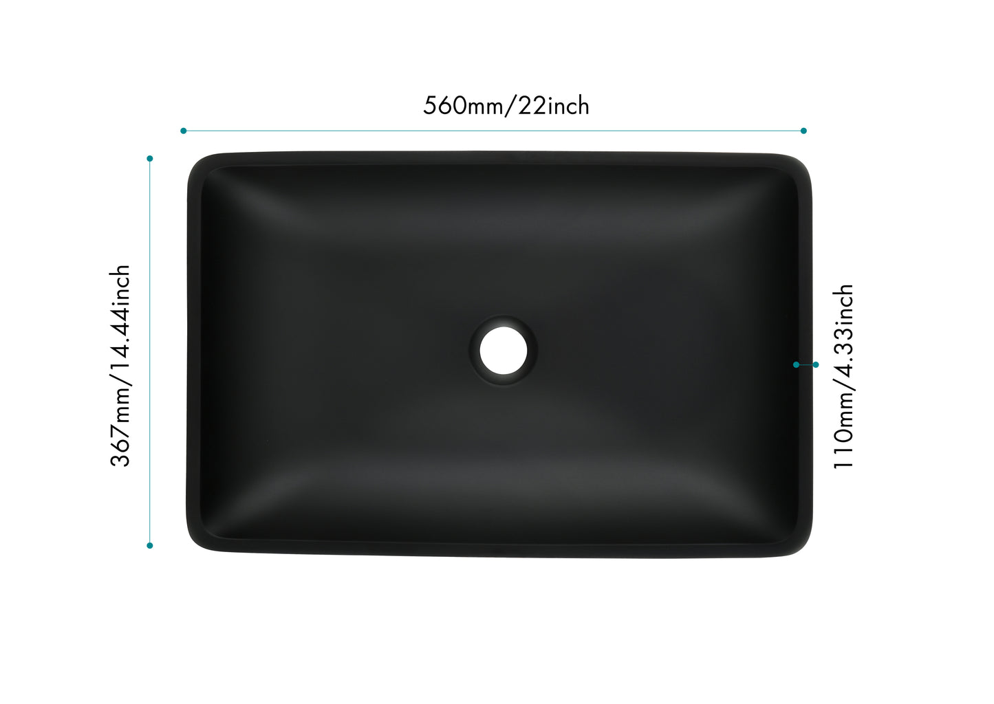 Black Matte Glass Rectangular Vessel Bathroom Sink Set with Faucet and Pop-Up Drain