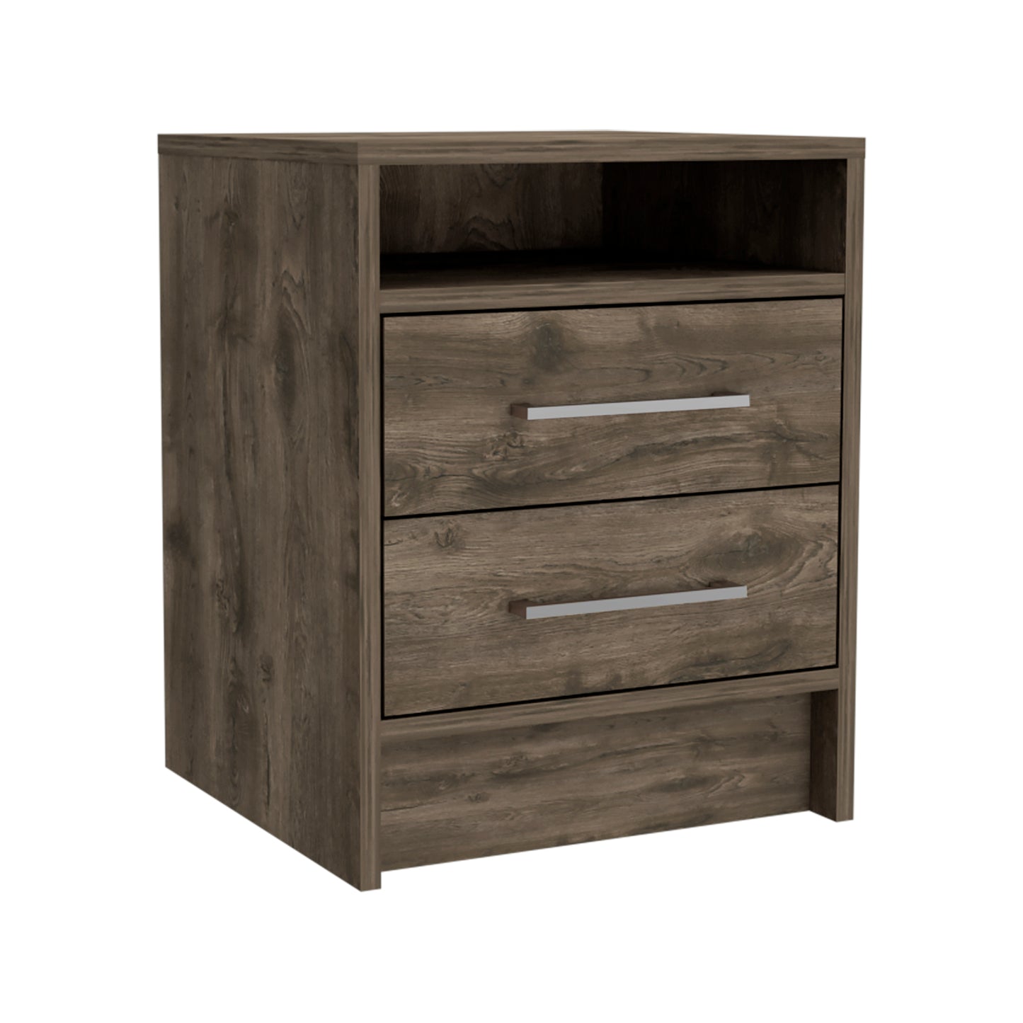 Eter Nightstand, Superior Top, Two Drawers -Dark Brown