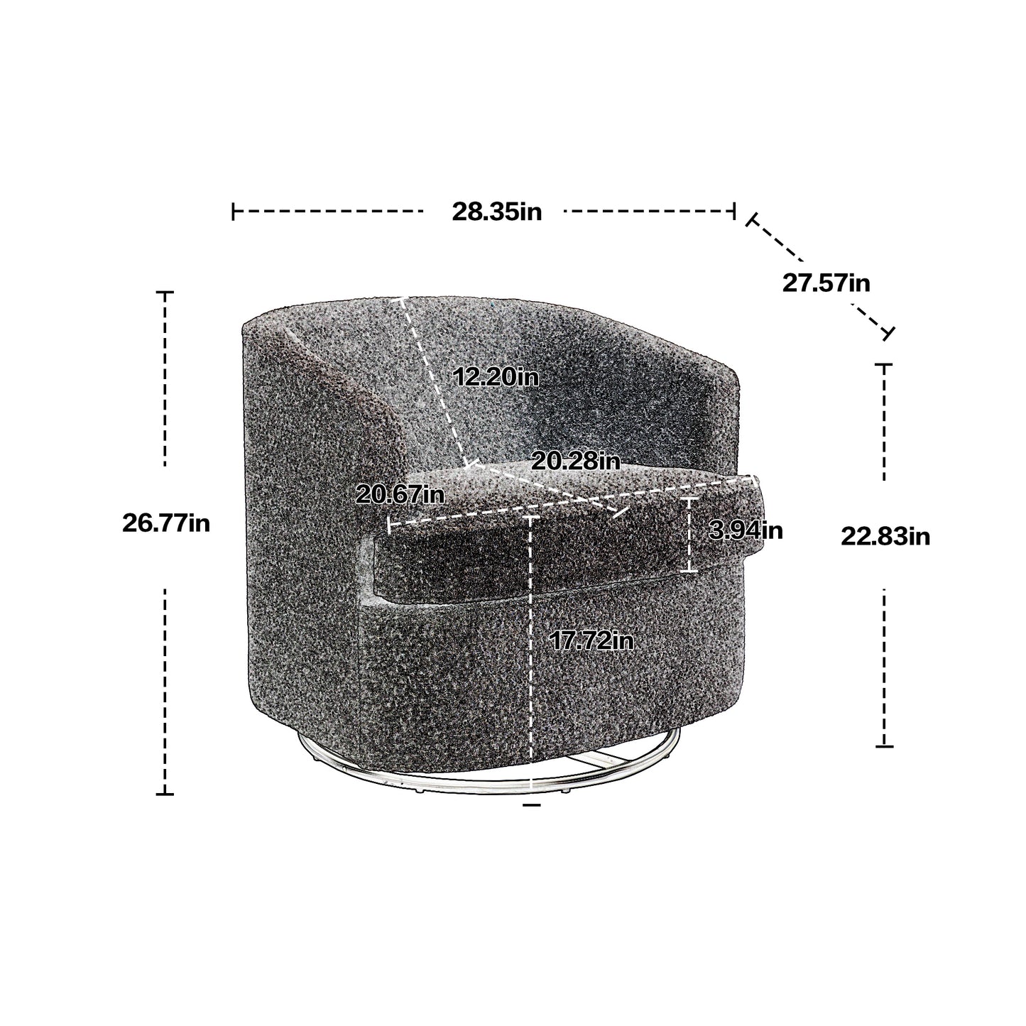 Swivel Barrel Chair with 360-Degree Swivel Feature and Plush Comfort