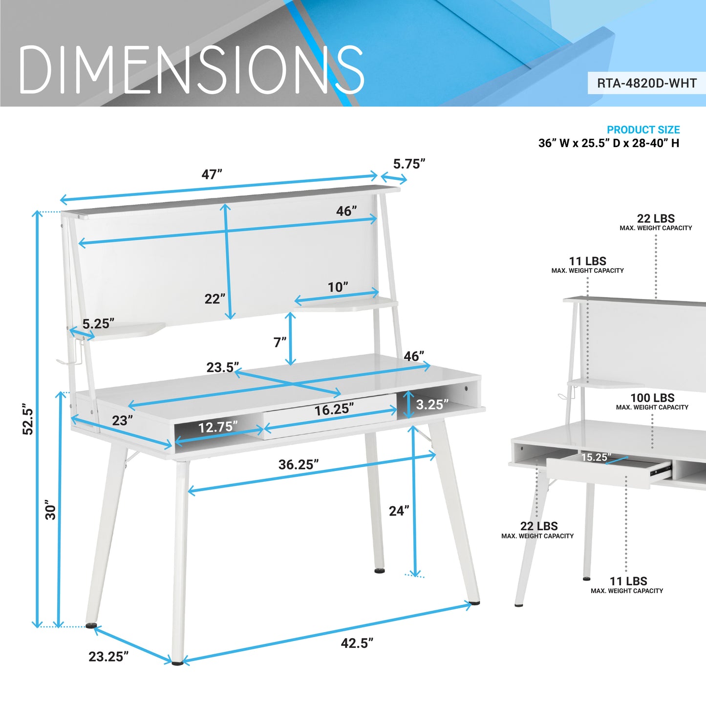 Multi-Purpose White Desk with Magnetic Whiteboard & Storage Shelf