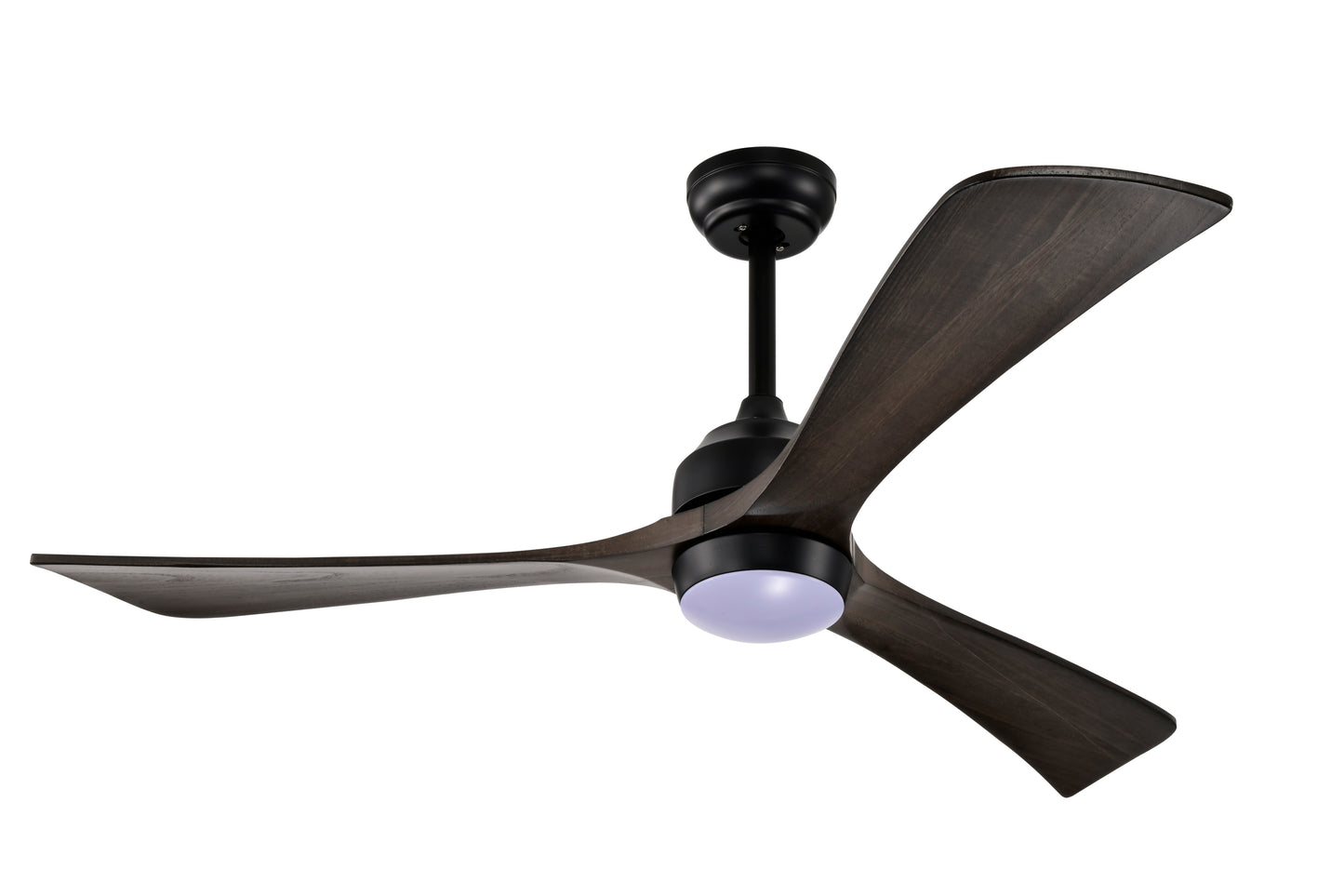 52-Inch Matte Black Ceiling Fan with Black Walnut Blades and Remote Control