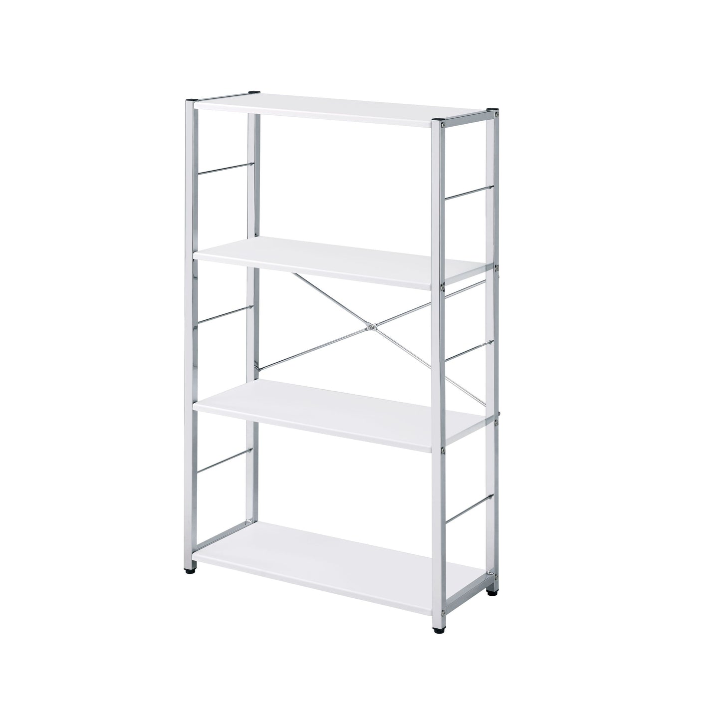 Tennos Bookshelf, White & Chrome Finish 93192