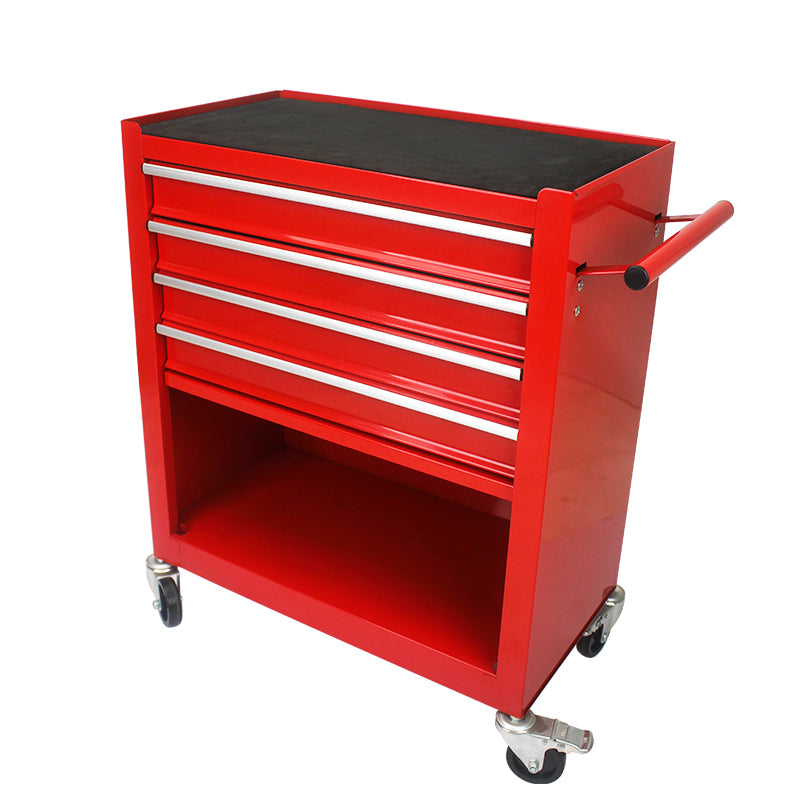 4 DRAWERS MULTIFUNCTIONAL RED TOOL CART WITH WHEELS