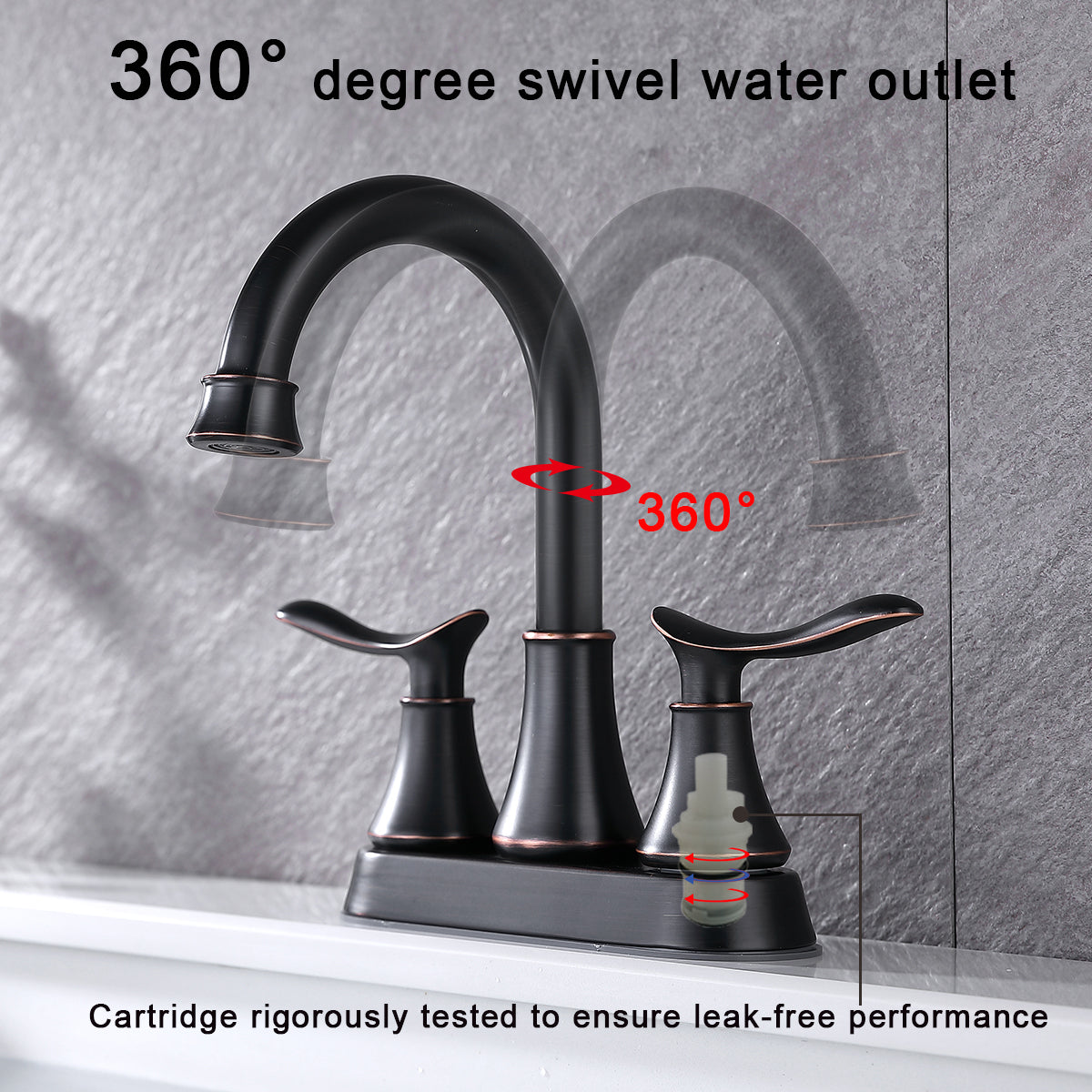 Oil Rubbed Bronze 2-Handle Bathroom Faucet with Pop-up Drain and Supply Hoses