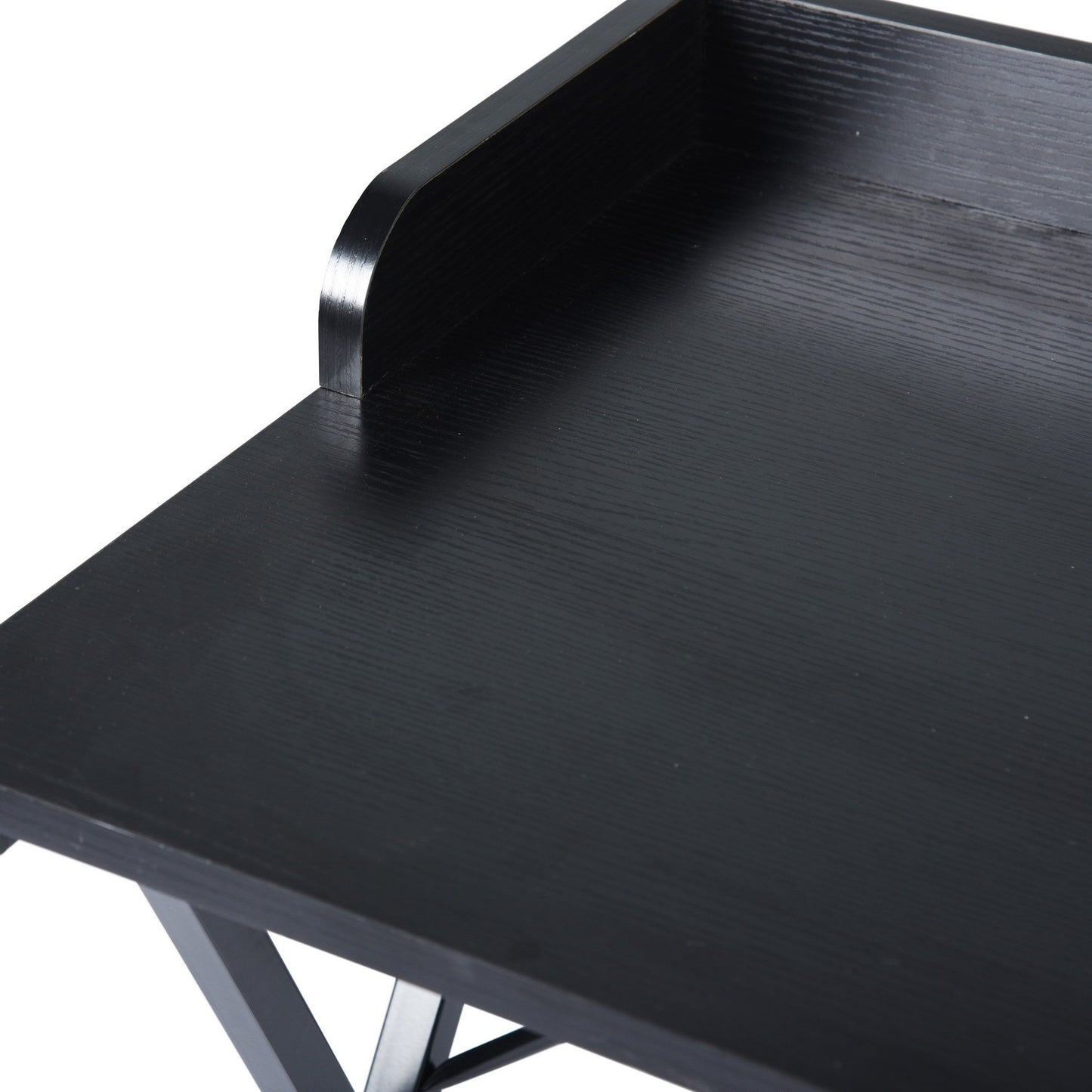 Black Elegant Rectangular Computer Desk with Metal Legs - 39.4