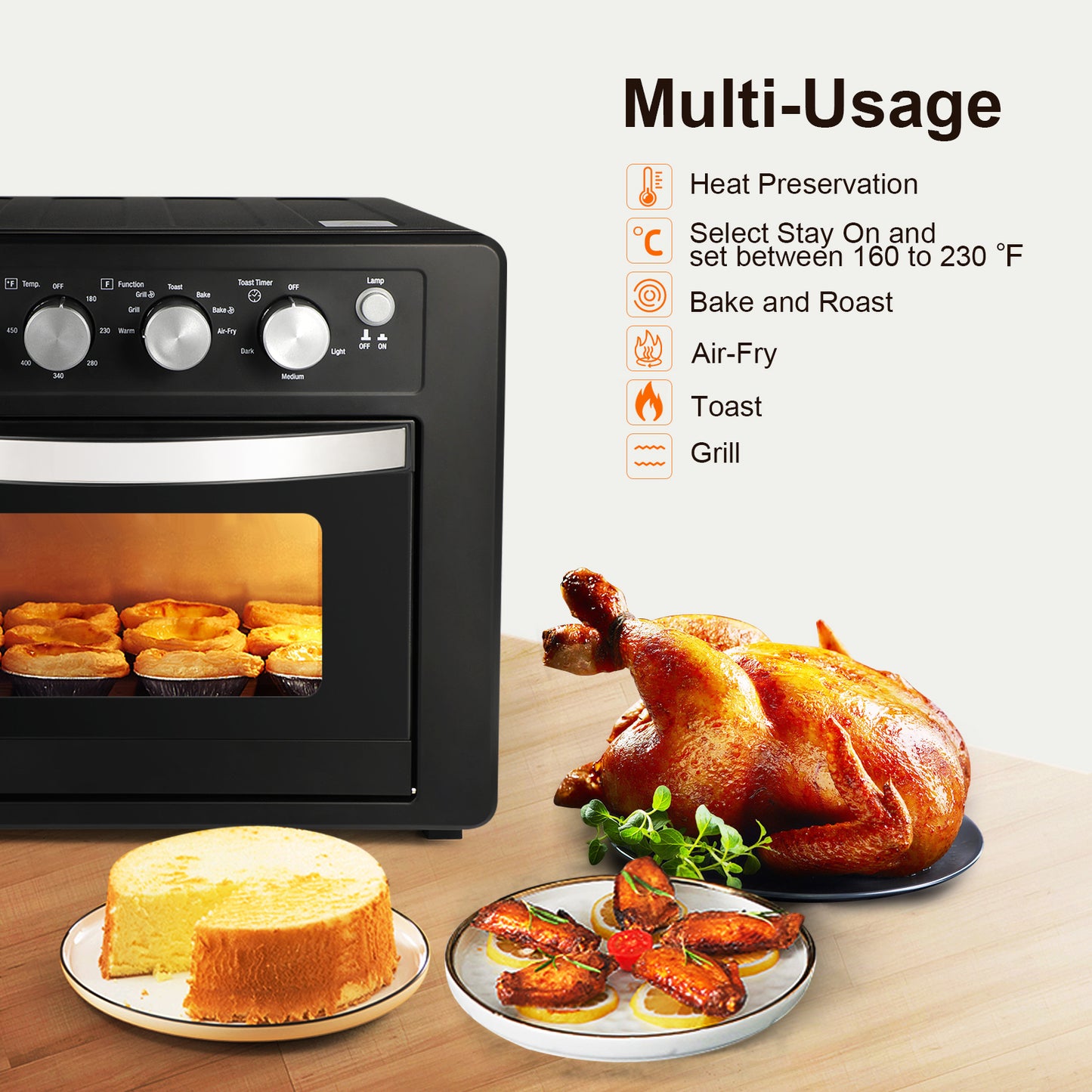 Family-Sized Air Fryer Oven with Versatile Cooking Options and Easy Cleaning