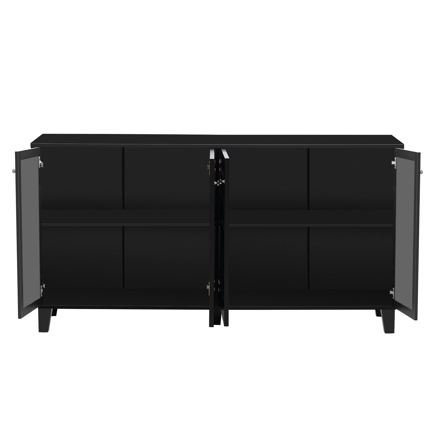 Adjustable Shelves Buffet Cabinet: Multifunctional Black Mirror TV Stand