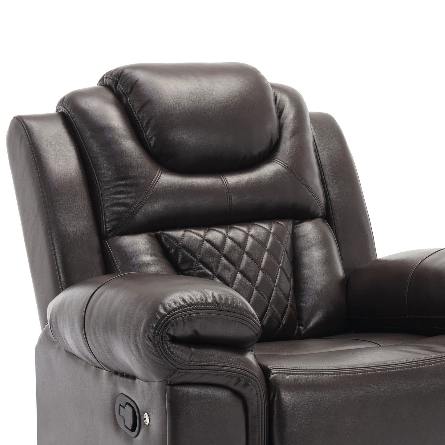 Brown Home Theater Recliner Chair with LED Lights and Manual Recline