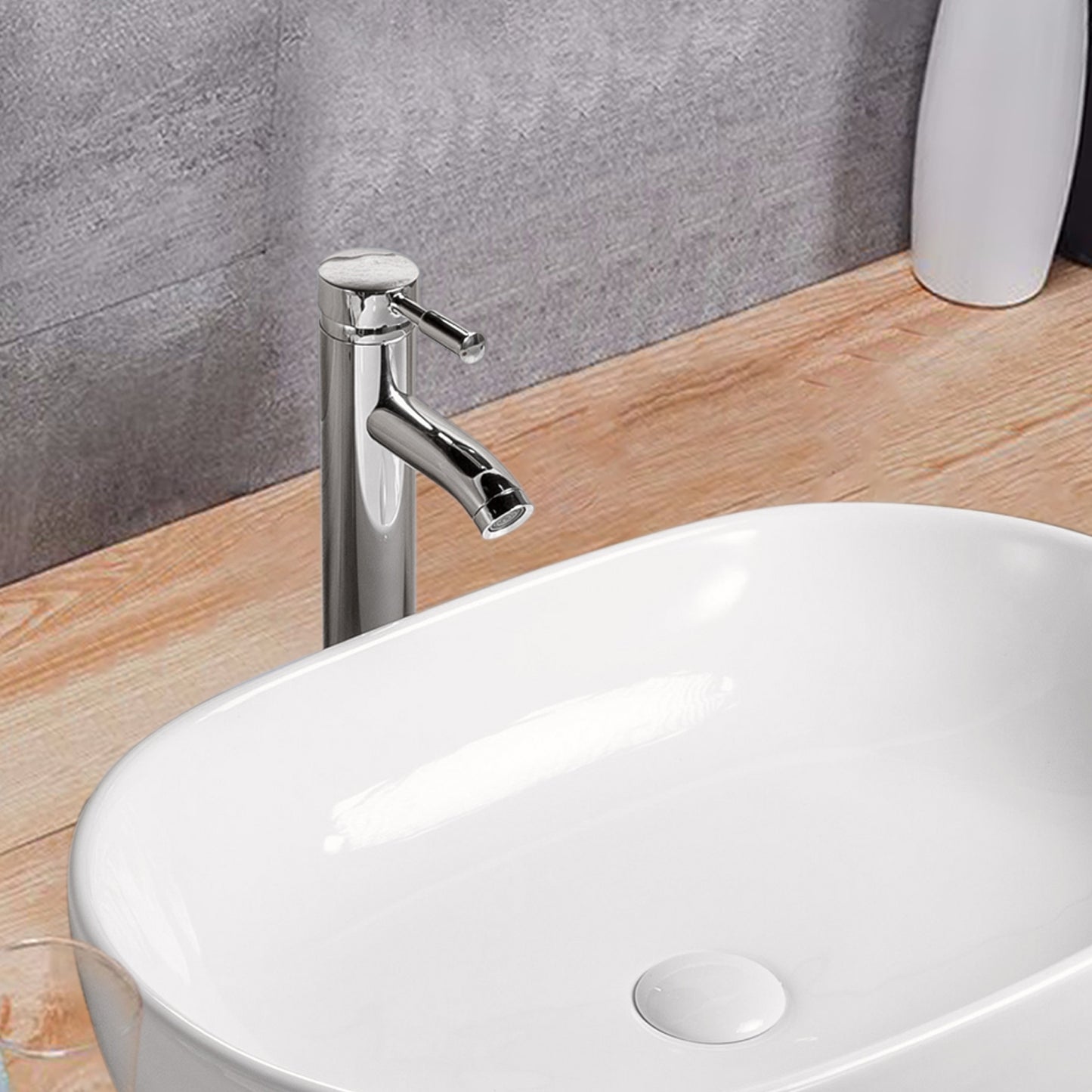 Vessel  Bathroom Sink Basin in White Ceramic