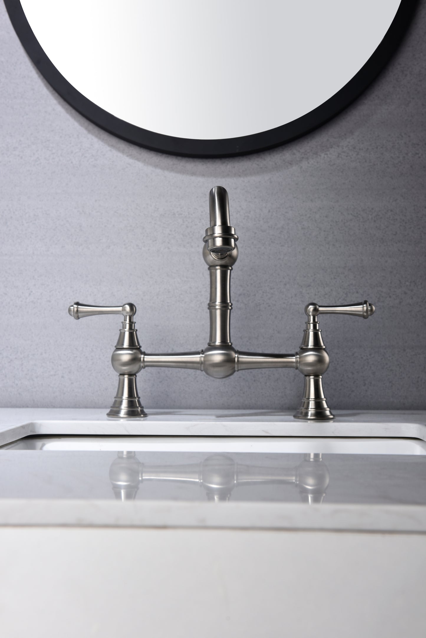 Double Handle Widespread Kitchen Faucet with Traditional Handles