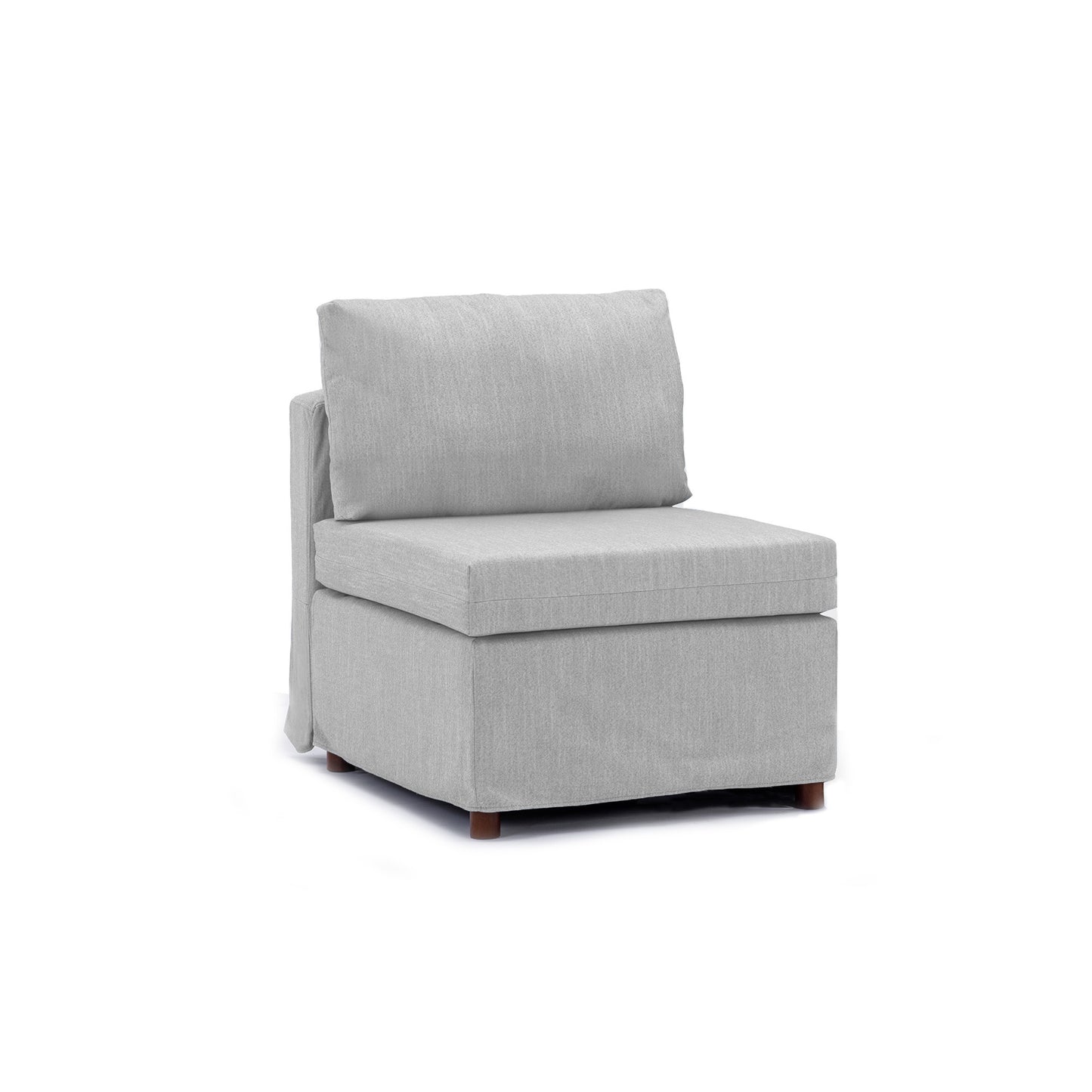 3 Seat Modular Sectional Sofa with Ottoman Set, Light Grey Linen with Removable Washable Cushions