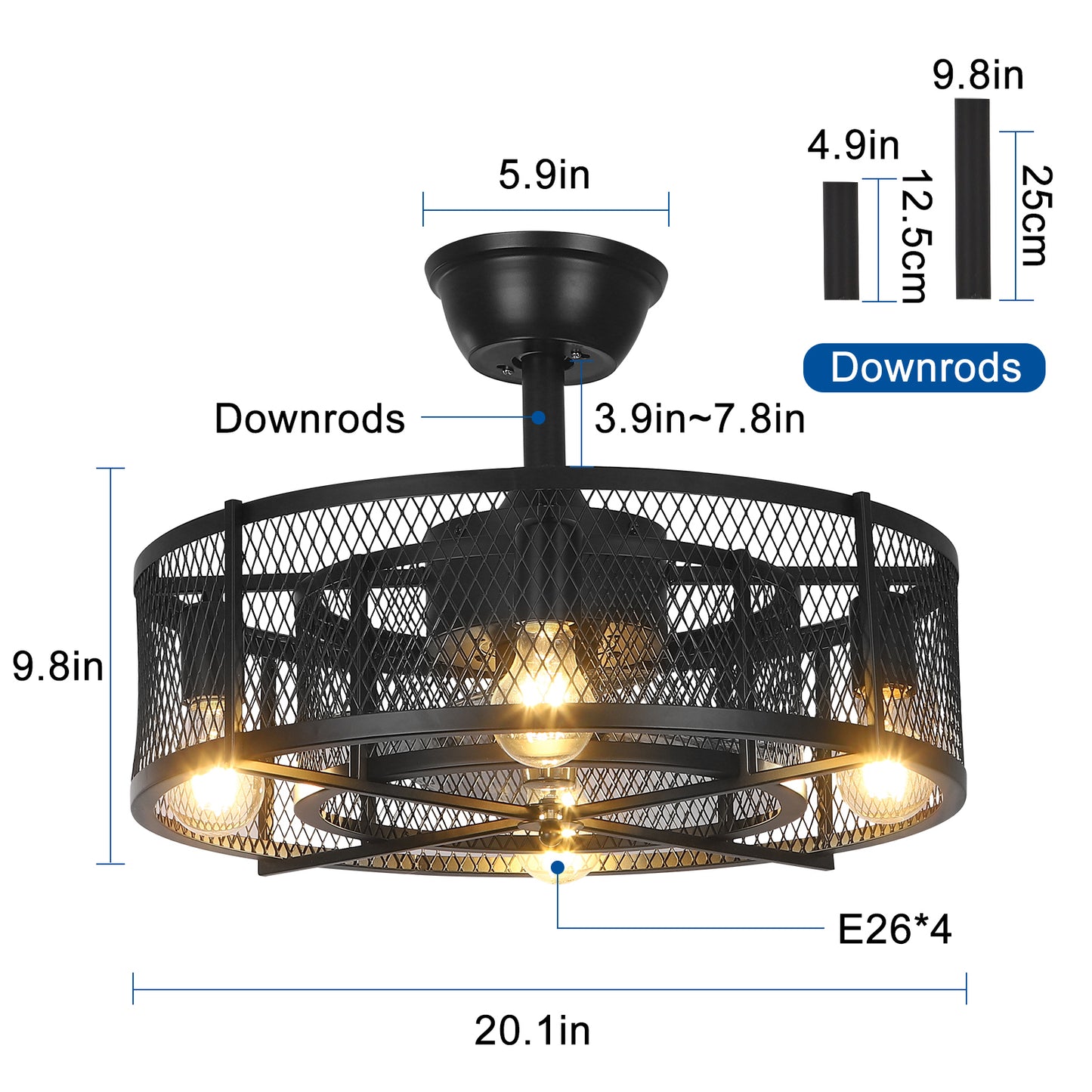 Elegant Black Ceiling Fan with Remote Control - 6 Speeds, Reversible Blades, Quiet Motor - Enhanced Cooling and Comfort All Year Round