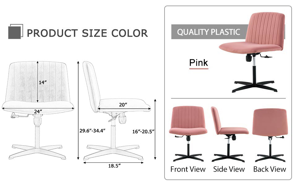 Pink Velvet Material. Home Computer Chair Office Chair Adjustable 360 °Swivel Cushion Chair With Black Foot Swivel Chair Makeup Chair Study Desk Chair. No WheelsW115167384