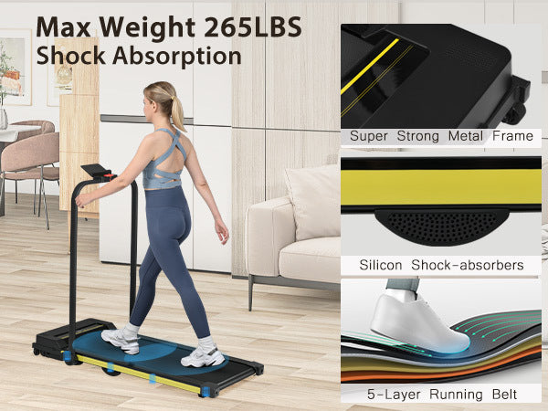 Treadmill-Walking Pad-Under Desk Treadmill 0.6-7.6MPH 2.5HP 2 in 1 Folding Treadmill-Treadmills for Home and Office