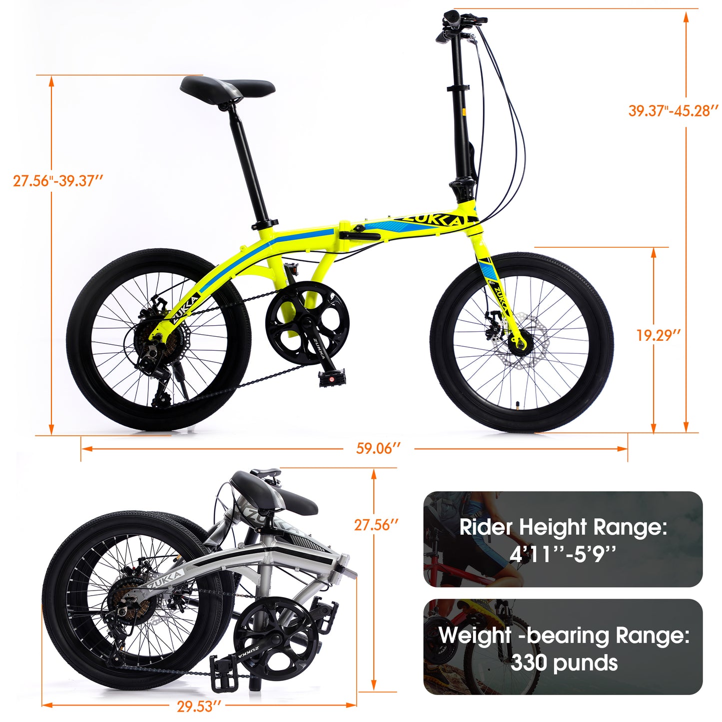 20" Folding City Bike Aluminum Frame  8 Speed  Folding Bike