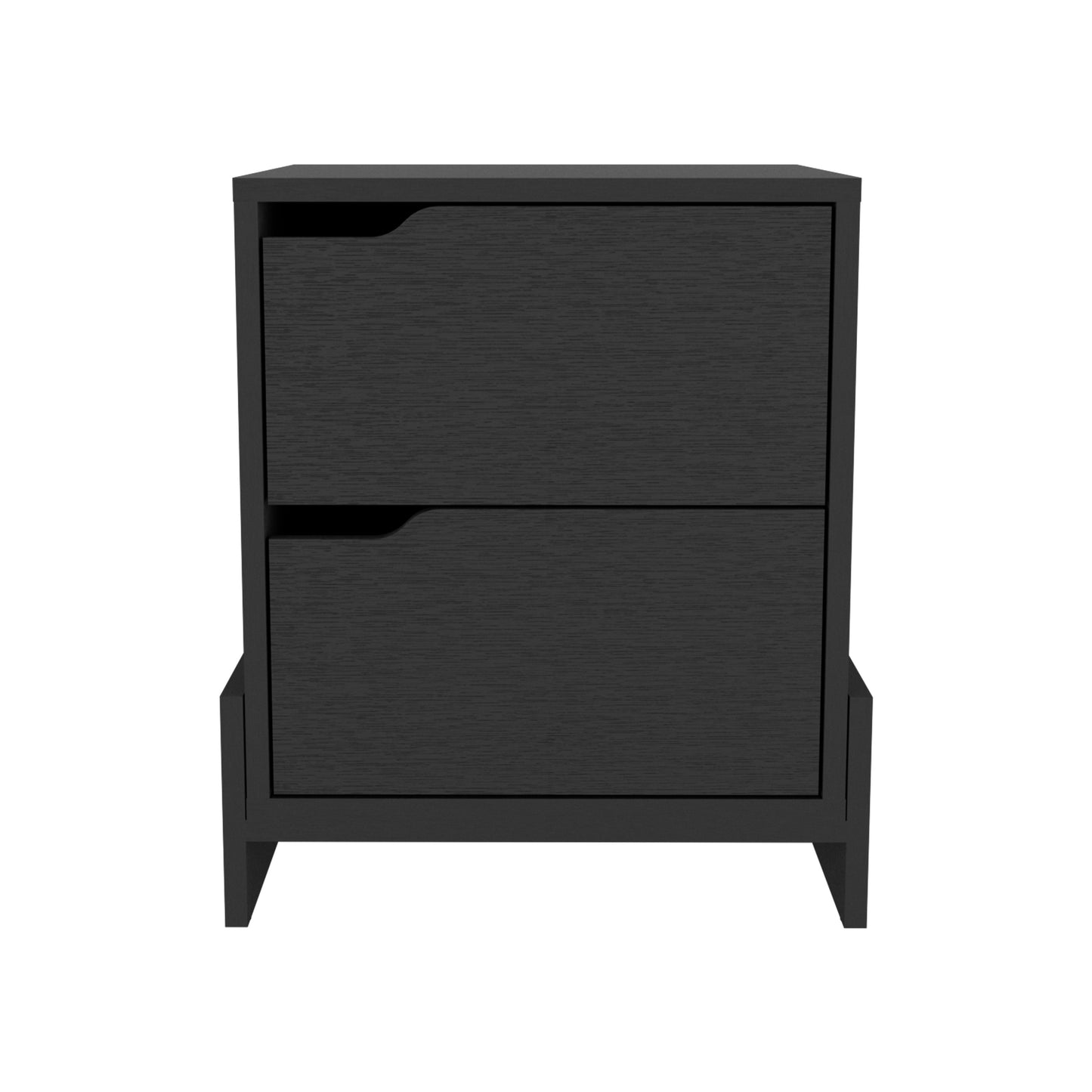 Nightstand Brookland, Bedside Table with Double Drawers and Sturdy Base, Black Wengue Finish