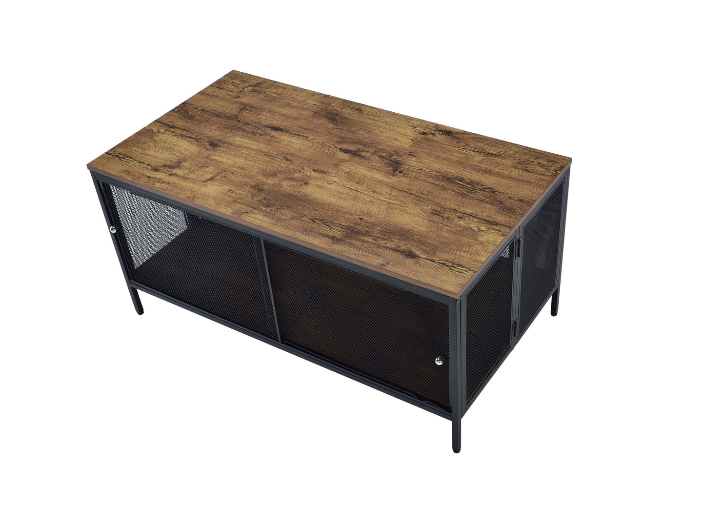 Winam Antique Oak & Black Coffee Table with Foldable Design