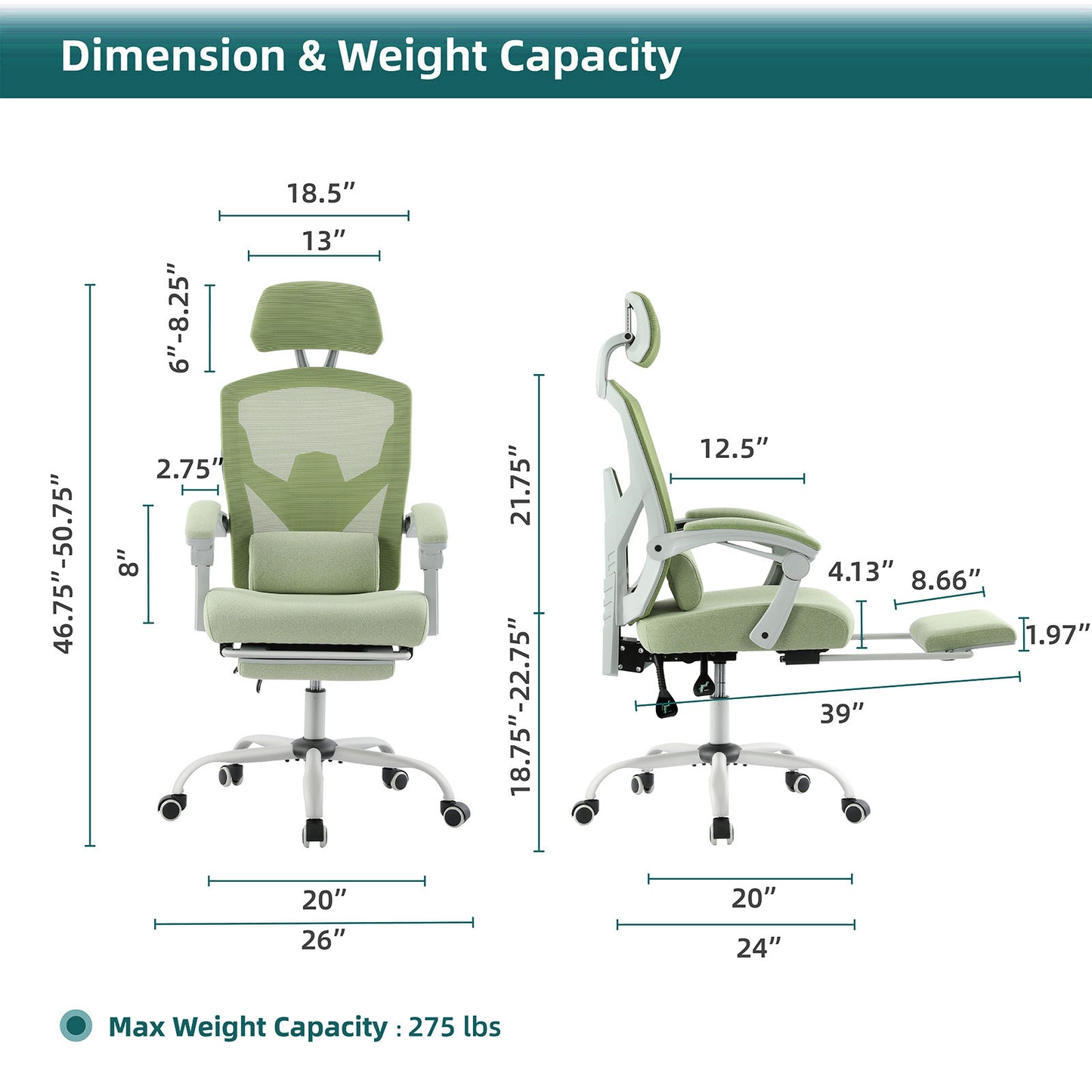 SWEETCRISPY Mesh High Back Ergonomic Office Chair Lumbar Support Pillow Computer Desk Chair