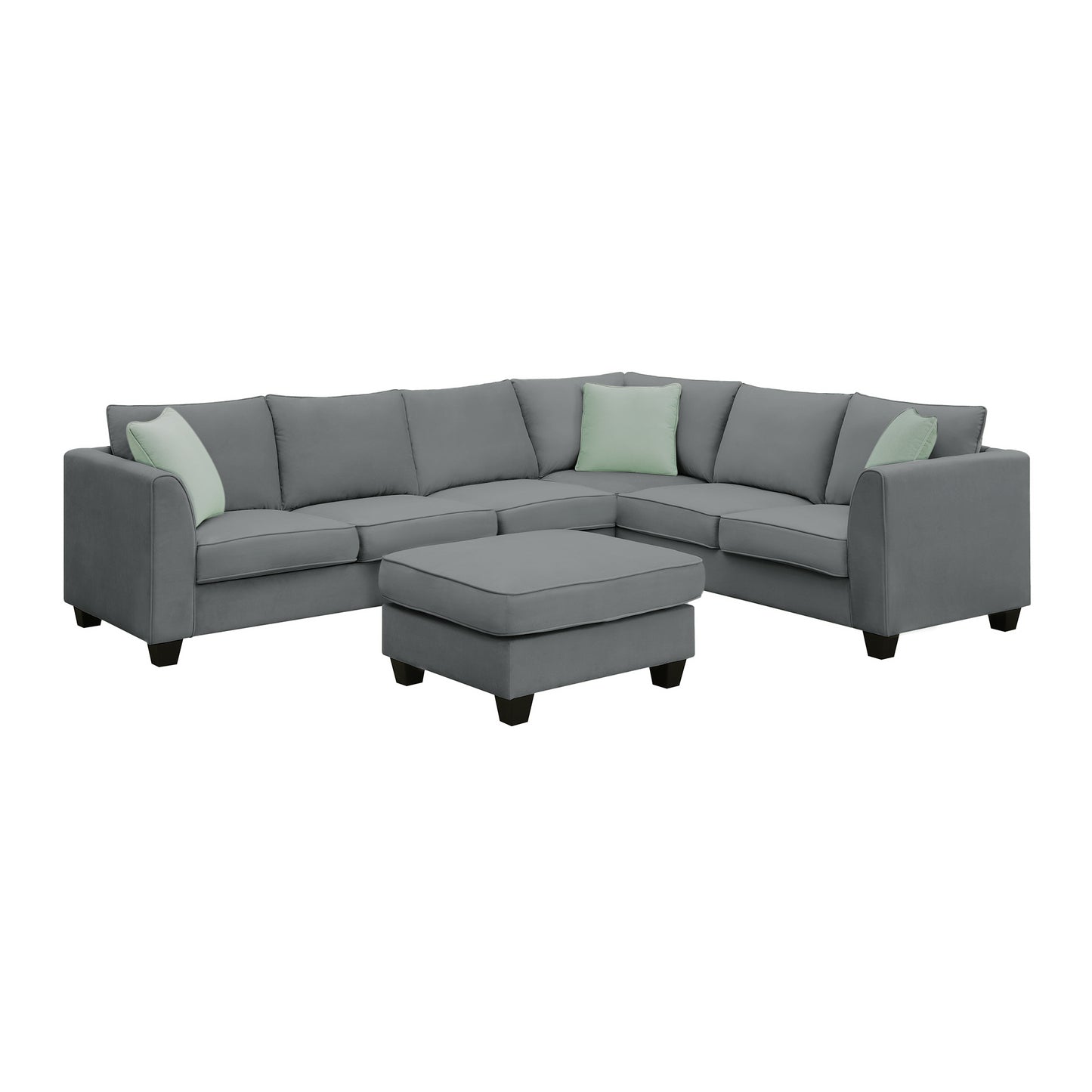 7-Seat Modular Sectional Sofa with Ottoman and Pillows - Grey (New GS008210AAG)