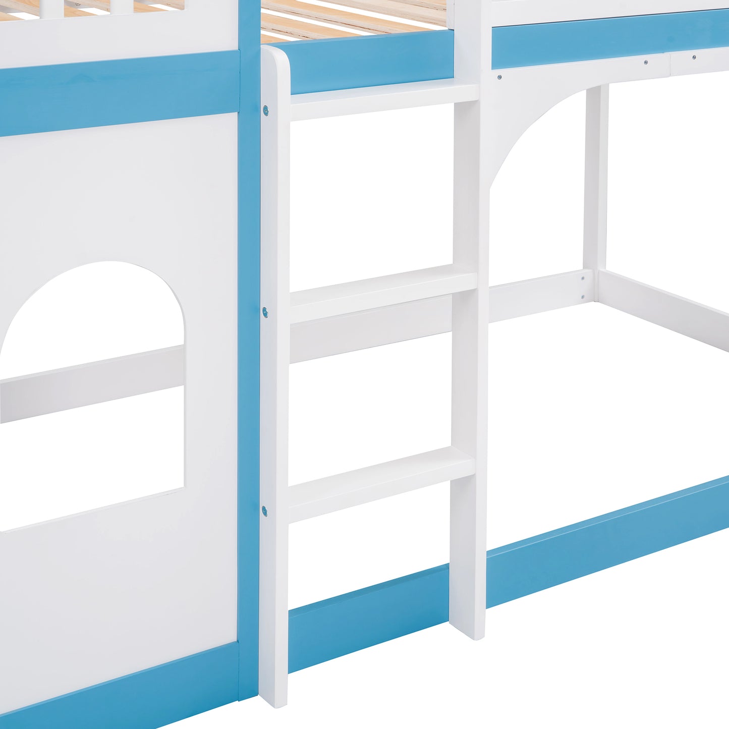 Blue Castle Bunk Bed with Ladder for Children