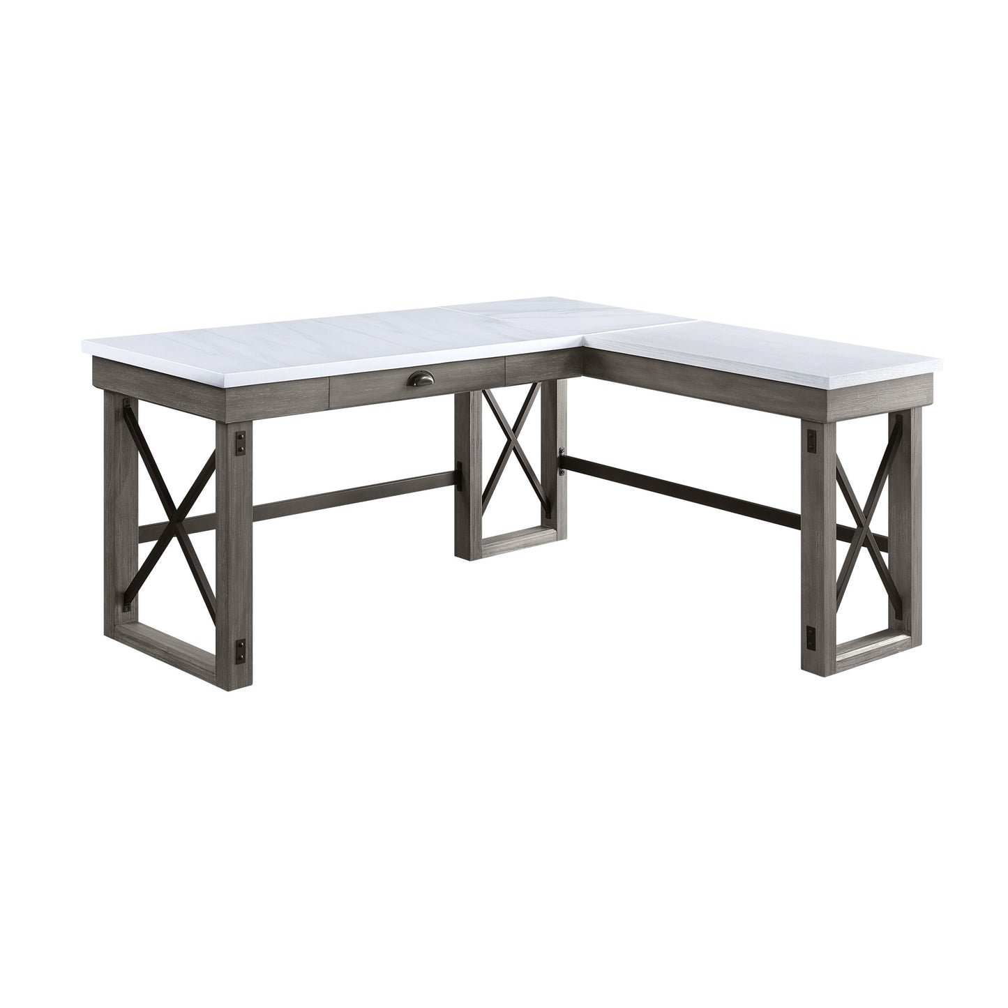 Sophisticated Marble Top Writing Desk with Lift Function and Timeless Gray Finish