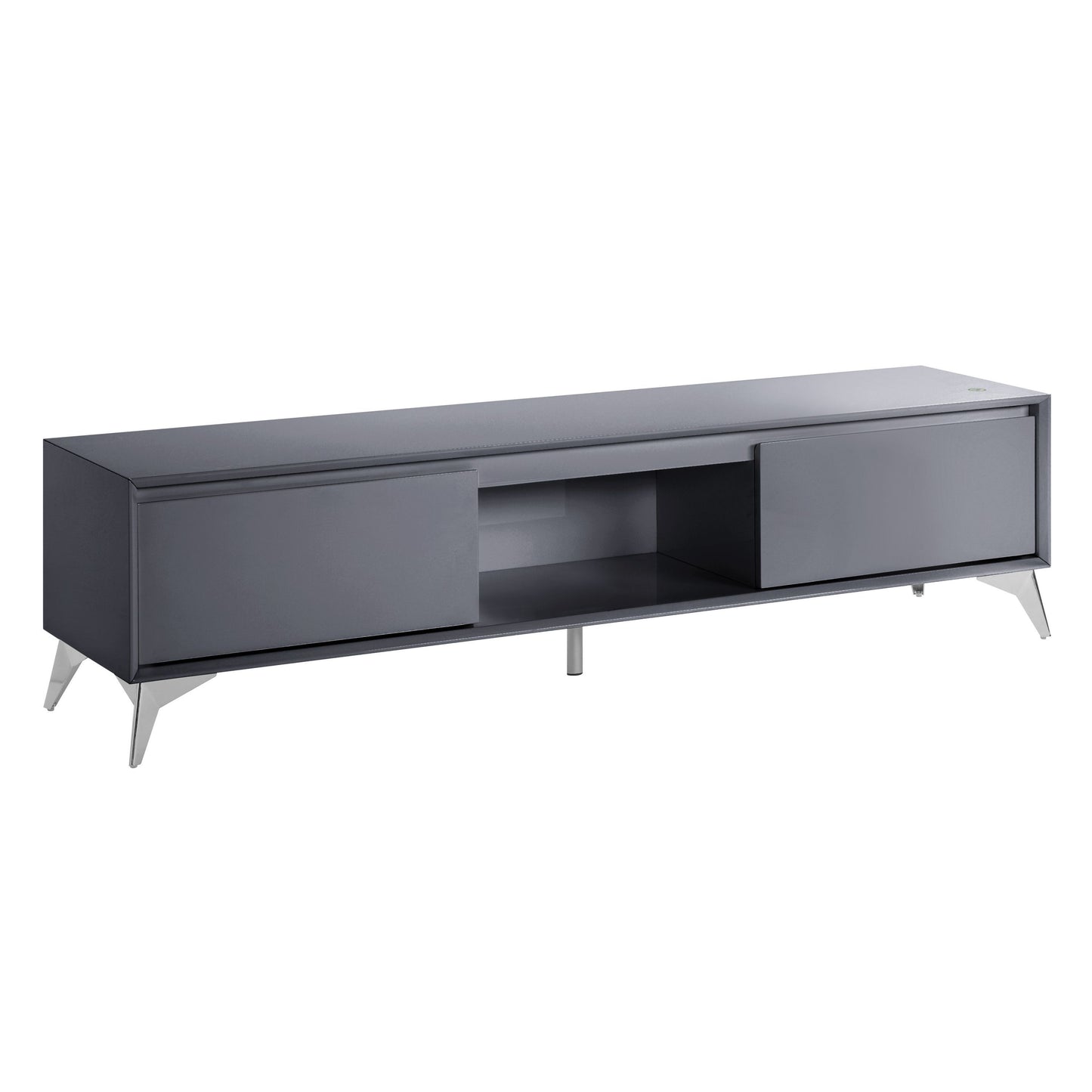 Raceloma Television Console with LED Lighting, Gray & Chrome Finish 91996