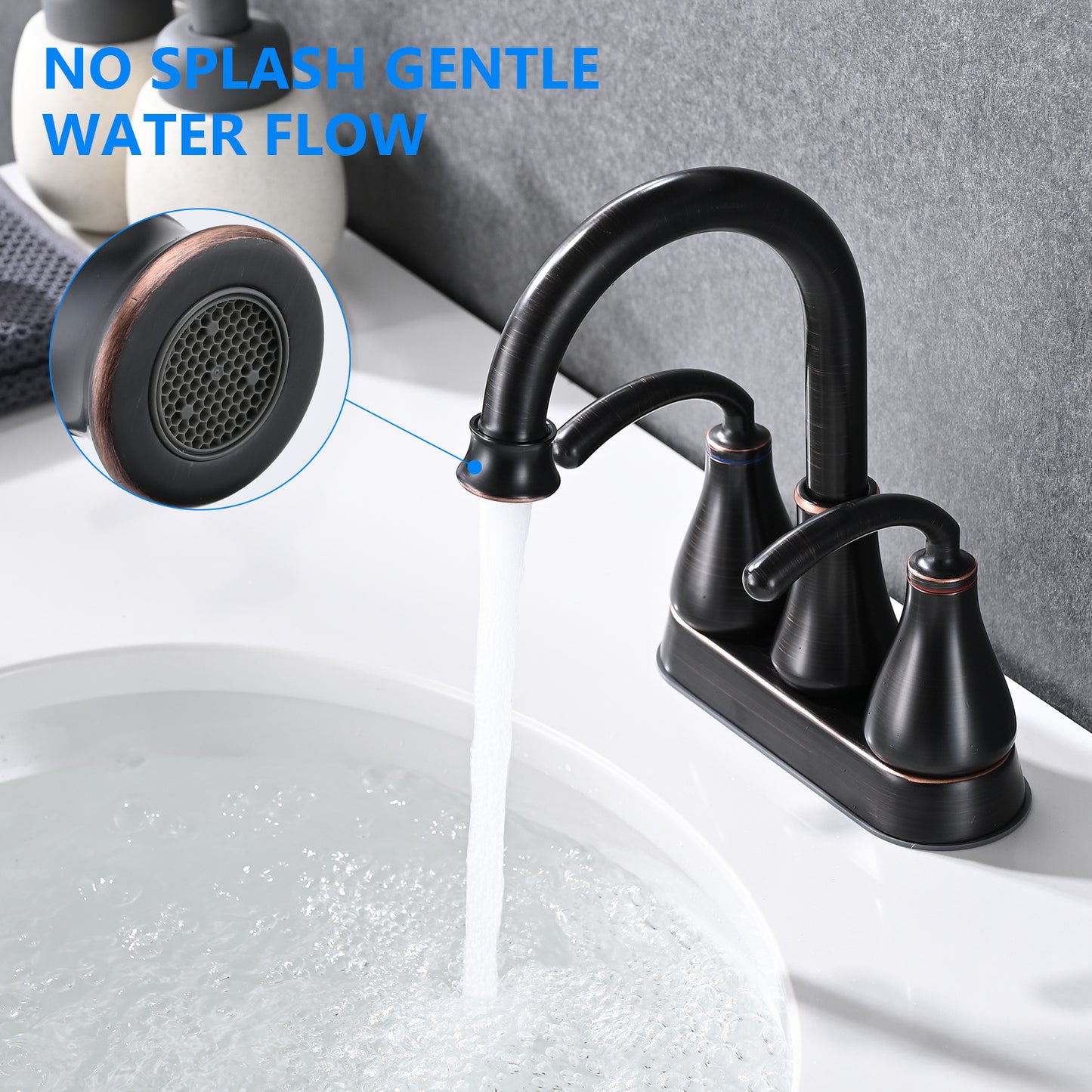 Elegant Oil-Rubbed Bronze Bathroom Sink Faucet with Dual Handles and Pop-up Drain