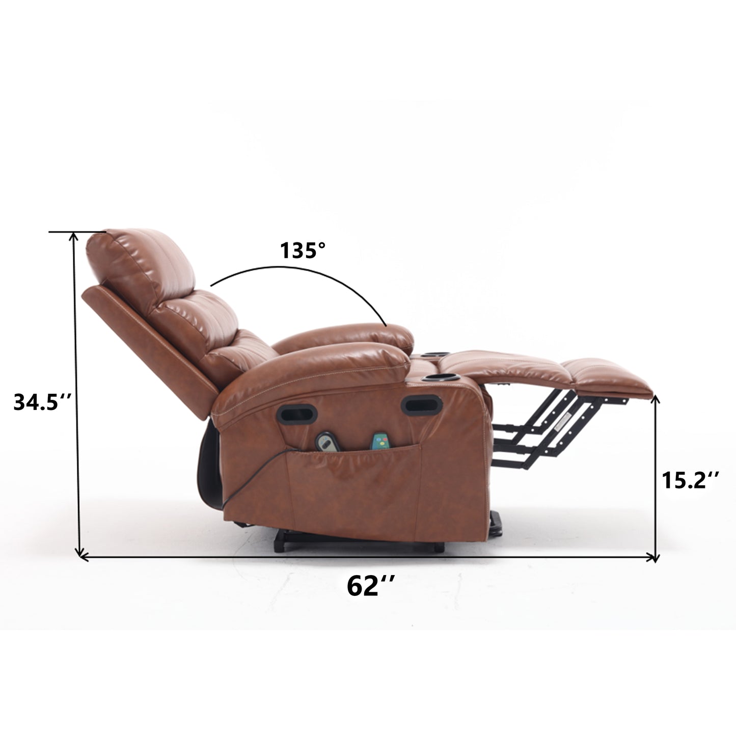 Electric Power Lift Recliner Chair with Massage, Heat, and Side Pockets for Elderly