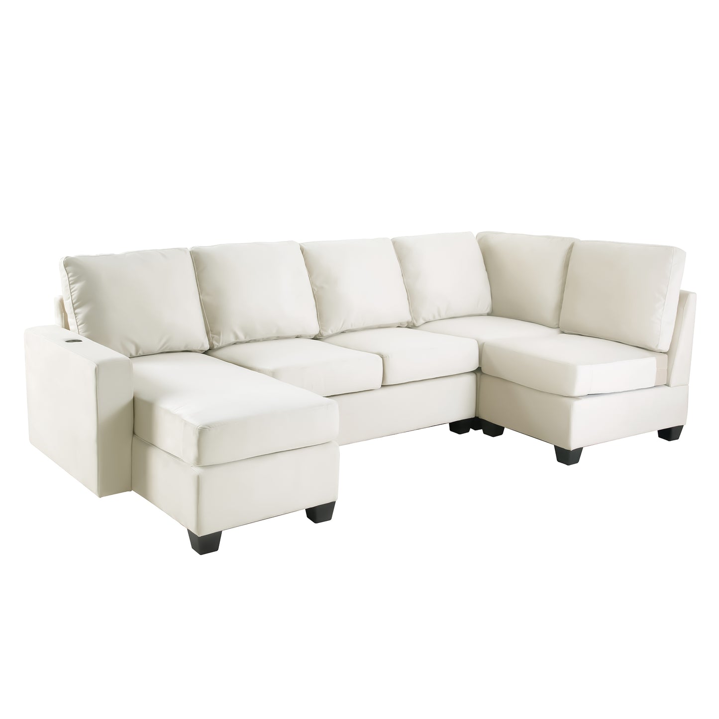 Modern L-shaped Sectional Sofa with Convertible Chaise Lounge