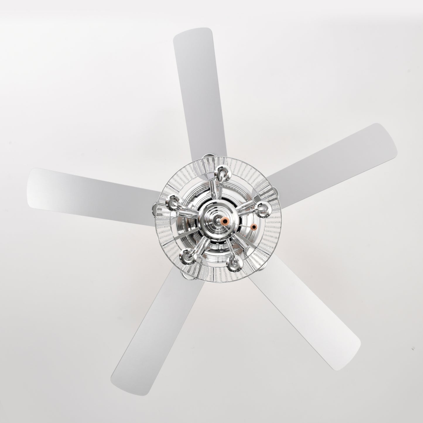 52 inch Crystal Ceiling Fan with Reversible Wood Blades and Noiseless AC Motor (Chrome)