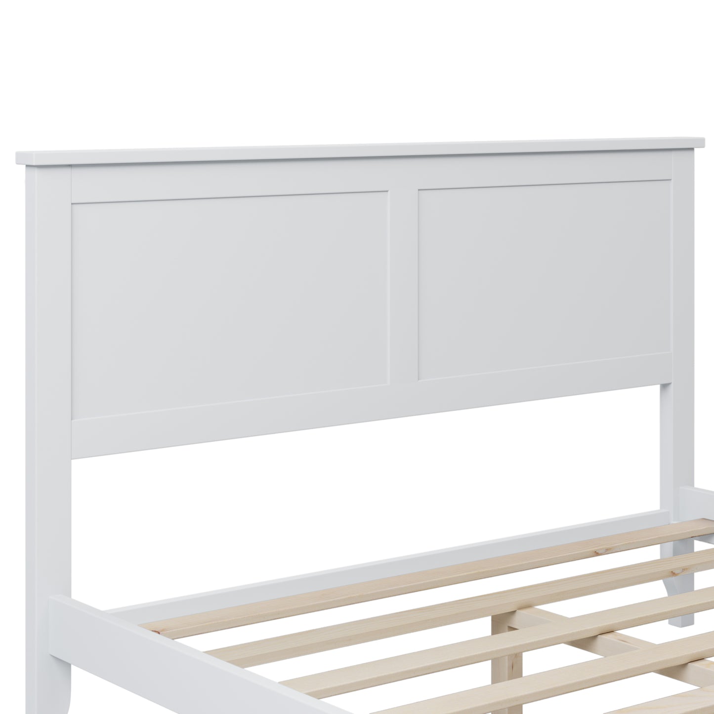 Modern White Solid Wood Full Platform Bed