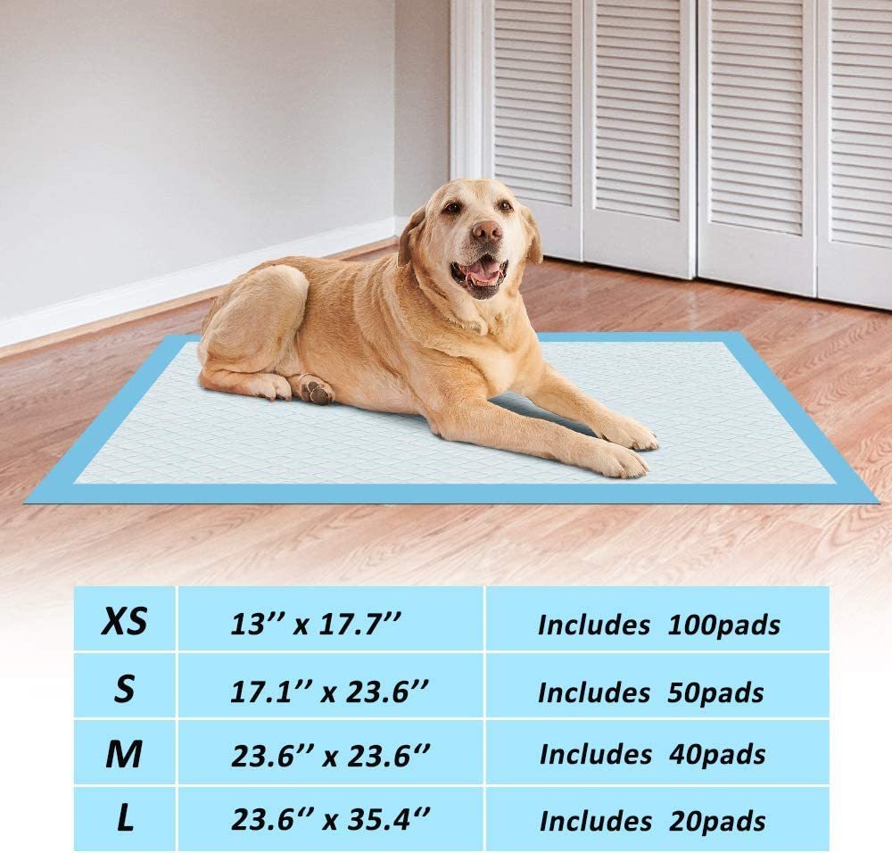 ScratchMe Super-Absorbent Waterproof Dog and Puppy Pet Training Pad, Housebreaking Pet Pad, 50-Count Small-Size, 17.1’’X23.6’’, Blue