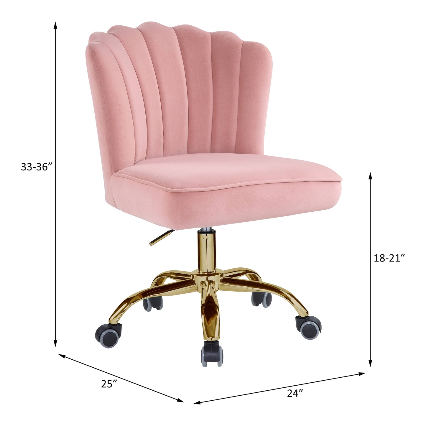 Moyle Office Chair in Rose Quartz Velvet & Gold Finish OF00116