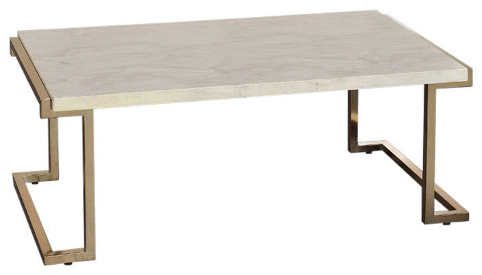 Luxurious Boice II Faux Marble and Champagne Coffee Table