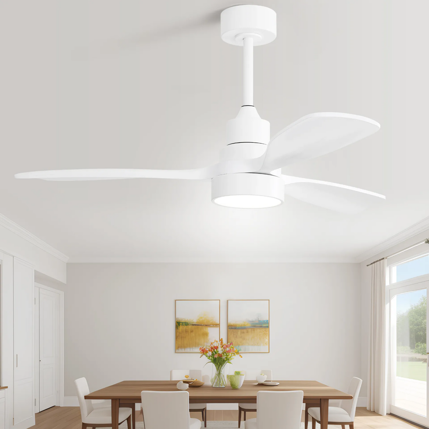 Wood Ceiling Fan with Dimmable Light and Powerful Air Movement