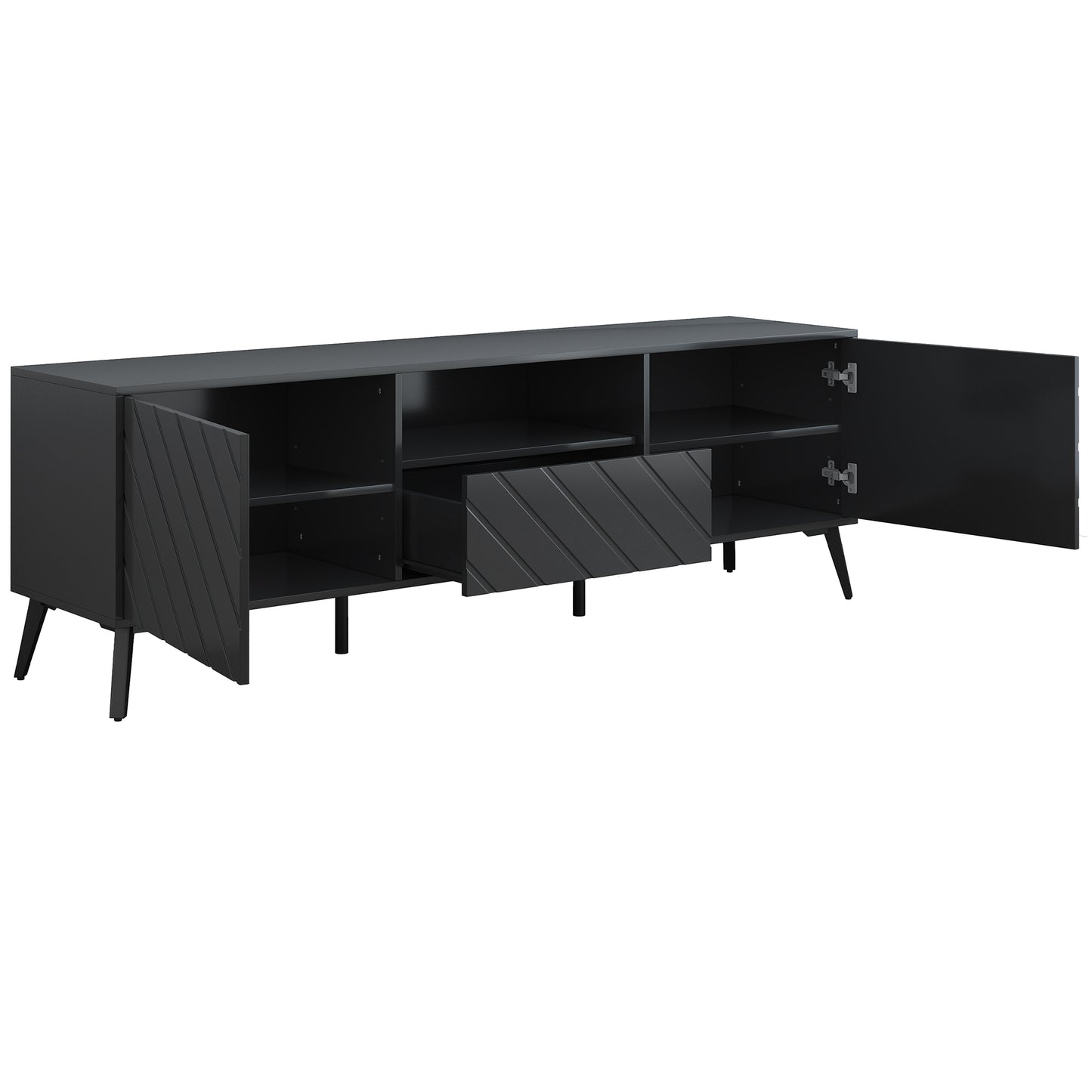 Sleek TV Console Stand with Adjustable Shelves and Drawer for Living Room