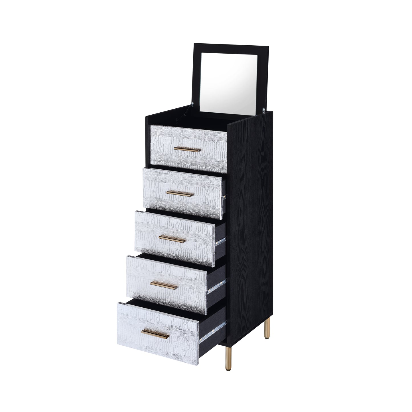 Myles Jewelry Armoire, Black, Silver & Gold Finish AC01167