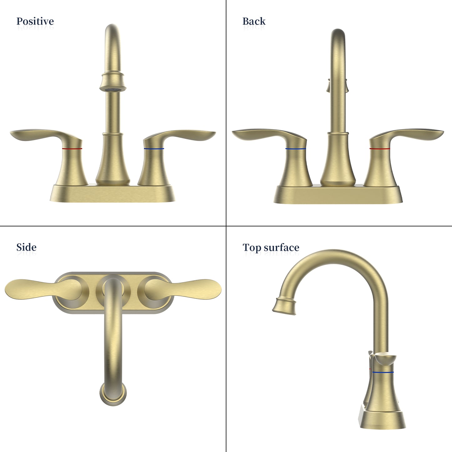 Luxurious Brushed Gold Bathroom Sink Faucet with High Performance Handles