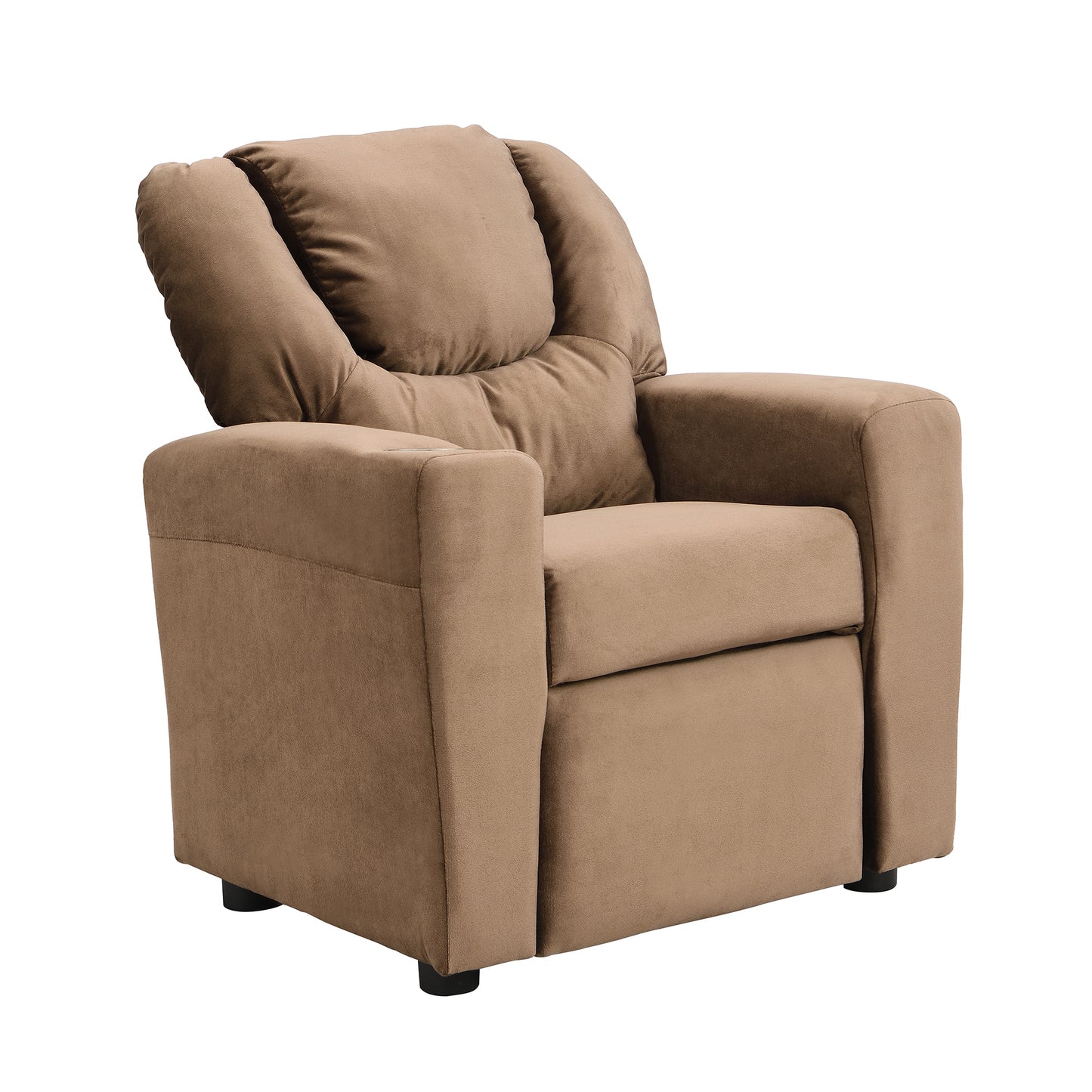 Kids Velvet Recliner Chair with Cup Holder and Footrest