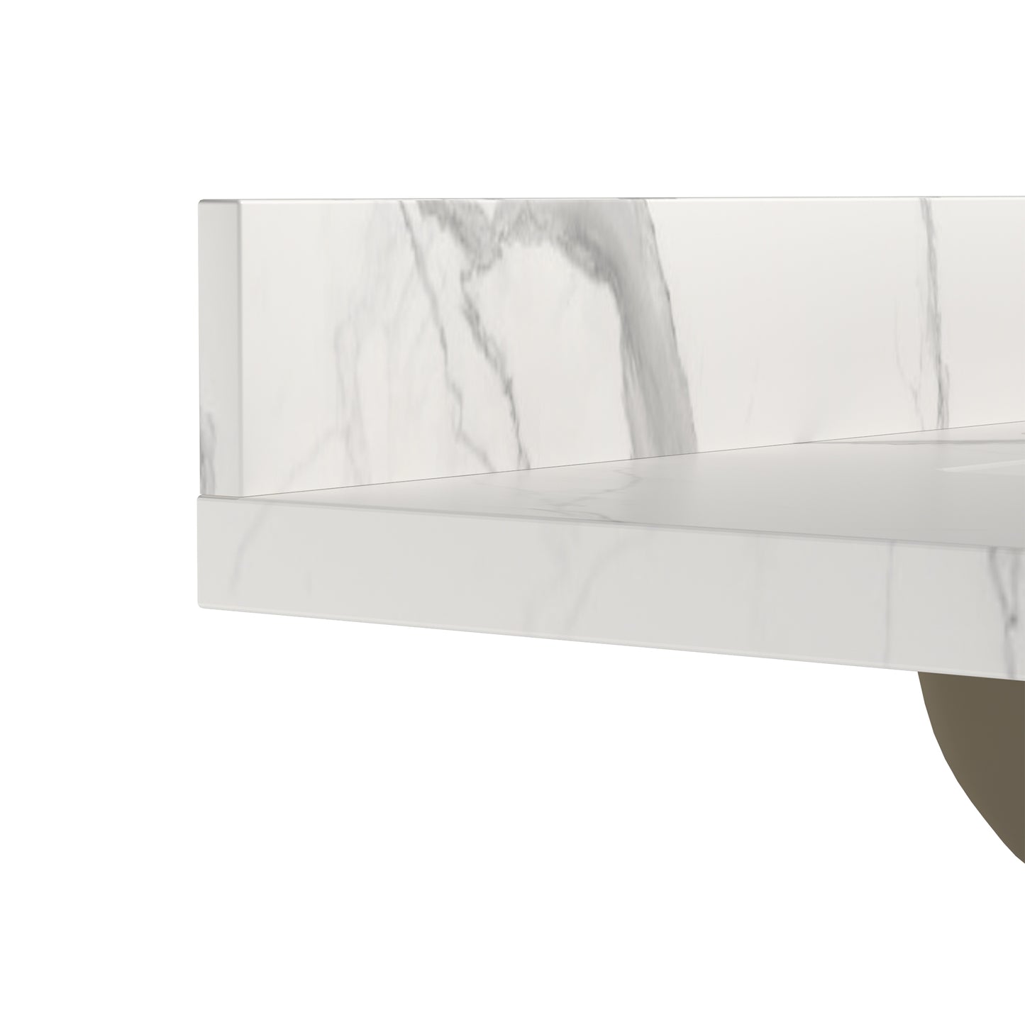 37 Inch Quartz Vanity Top with Undermounted Rectangular Ceramic Sink & Backsplash, White Calacatta Engineered Stone Countertop for Bathroom Kitchen Cabinet 1 Faucet Hole (not Include Cabinet)