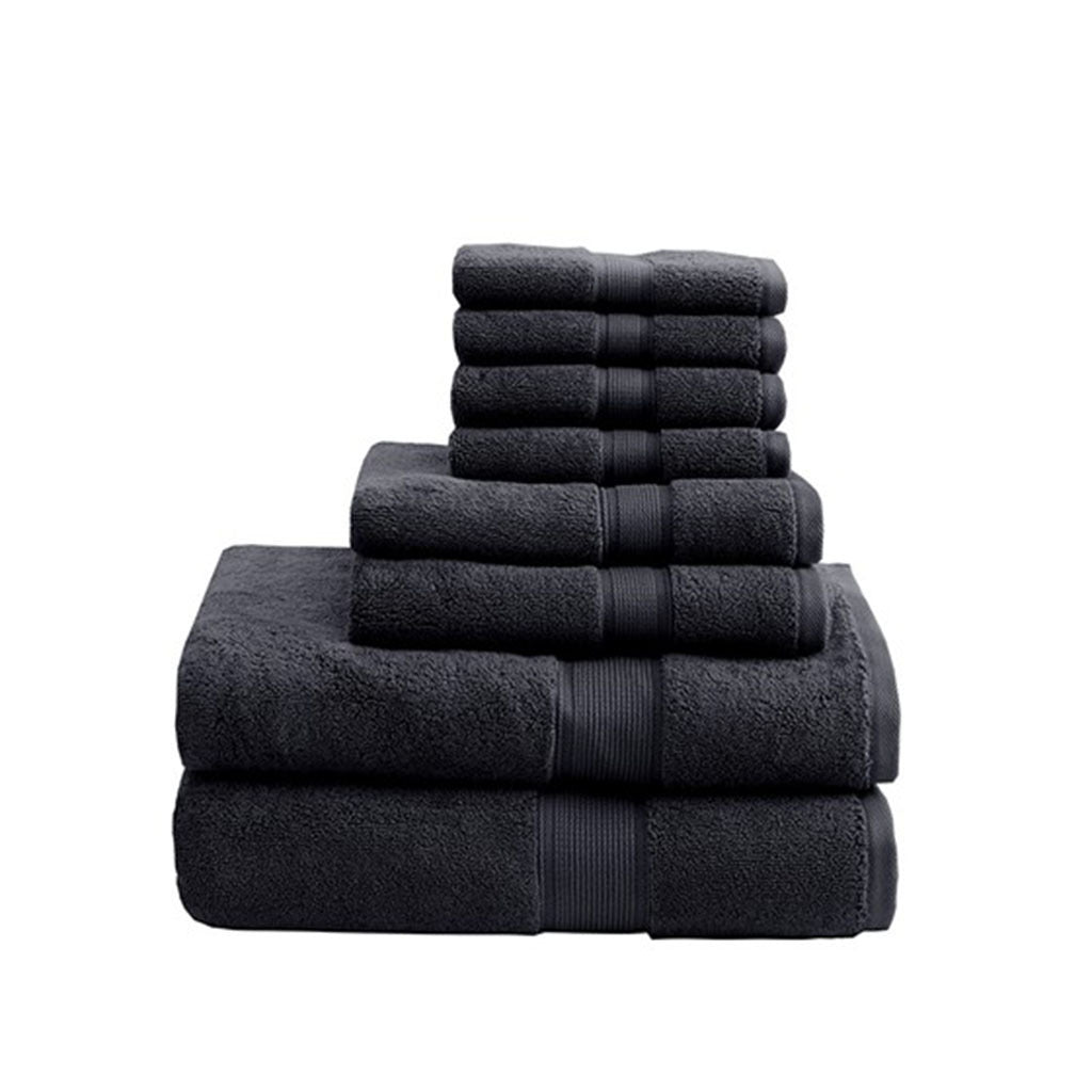 Luxury 8-Piece Silver Thread Cotton Towel Set